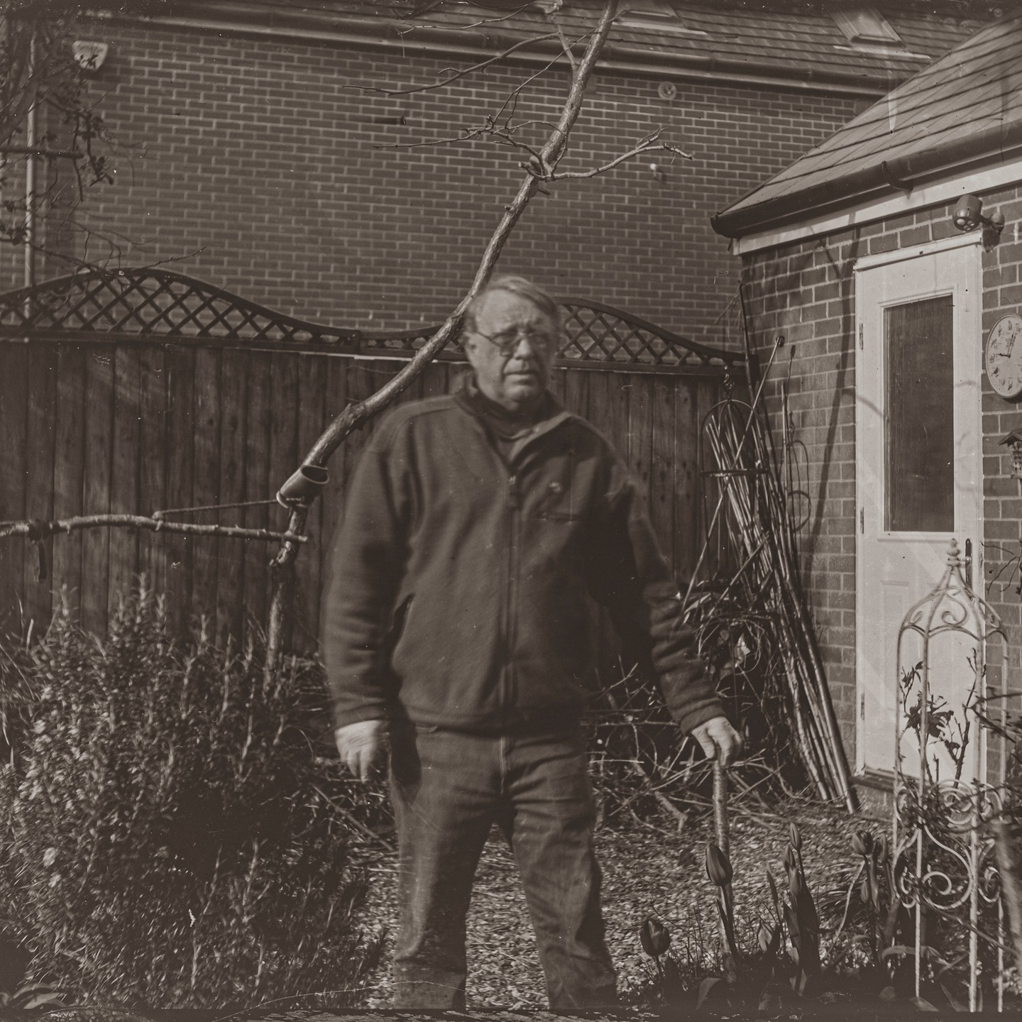I don't often do a self-portrait , but I needed to create some wetplate glass photographs to test my varnishing - This image was a 30 second exposure. Long enough to allow me to uncover the lens move to assume the pose, stand still and then return to the camera to end the exposure. The movement is quick enough not to show on the image. #wetplatecollodion #largeformatphotography #selfportrait