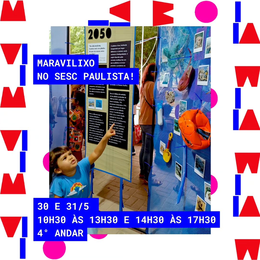 OFICINA ABERTA E GRATUITA:
✂️ SENSIBILIZAÇÃO AMBIENTAL E RECICLAGEM NA PRÁTICA ♻️
Amanhã e sexta-feira, dias 30 e 31 de Maio, a #maravilixo te espera em uma oficina aberta e gratuita no 4o andar do @sescavpaulista !
Os dois dias em dois períodos:
- 10h30 às 13h30
- 14h30 às 17h30
Venham e tragam a criançada para conhecerem mais sobre os impactos do plástico de uso único no meio ambiente e o processo de reciclagem desse material tão controverso, colocando a mão na massa com a gente na produção de chaveiros, ecojóias, vasinhos, peões, entre outros!
Esperamos vocês com nosso maquinário #preciousplastic juntamente com outras ferramentas, além de muita arte, criatividade, colaboração, aprendizados e conscientização!
Na nossa bio, há um link com mais informações!
Não precisa de inscrição, é só chegar!!
Então não esqueça!! Quem estiver em SP durante esse feriado de Corpus Christi, nos faça uma visitinha! ♻️🤍