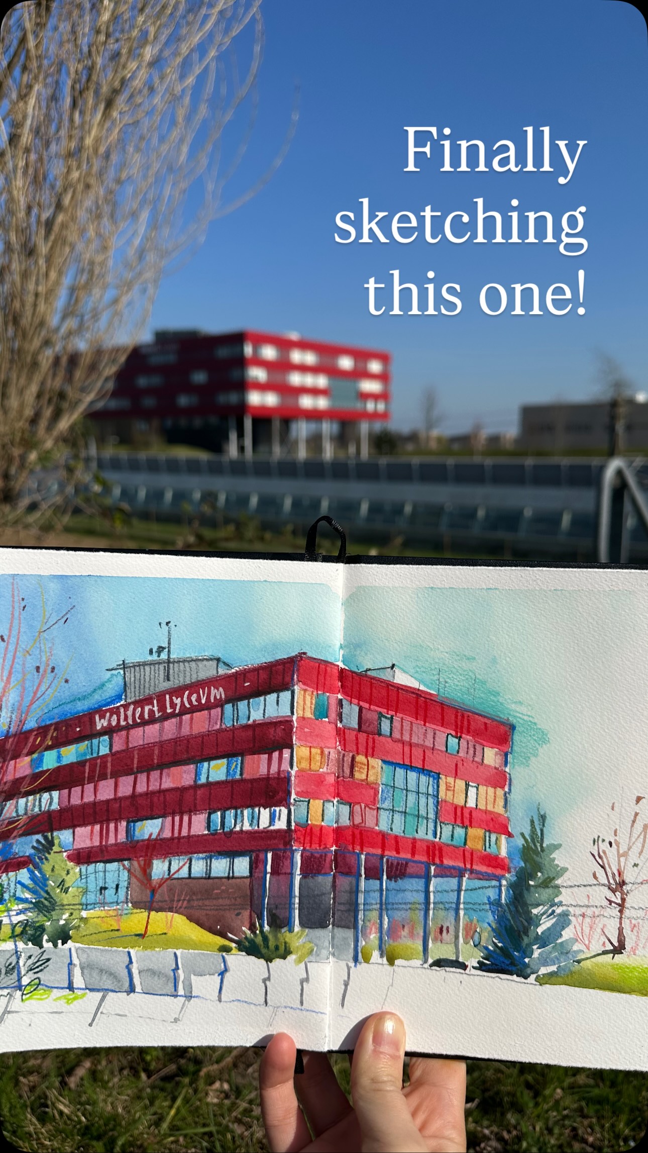 Have you ever had a place in your mind for a long time… and kept thinking “I’ll sketch it someday”?👩🏻🎨
This building was one of those for me. I walked past it so many times, always noticing the colors, the light, the shapes… and still not stopping. Waiting for more time, better weather, the right moment.
And then today I just decided to go.
I didn’t feel especially prepared, and I didn’t know if it would turn out well. I almost never do. But I went anyway, set up my little sketching spot, and started.
And honestly… that’s the part that matters most to me now.
Not whether the sketch is “good”, but that I showed up. That I spent that time outside, noticing things, mixing colors, getting a little bit more familiar with the process.
And I think that’s how it grows. Slowly, patiently, sketch by sketch.
Have a wonderful weekend, my friends, and happy sketching!❤️
#urbansketching #watercolorforbeginners #sketchbookpractice #juliahenze #sketchingonlocation