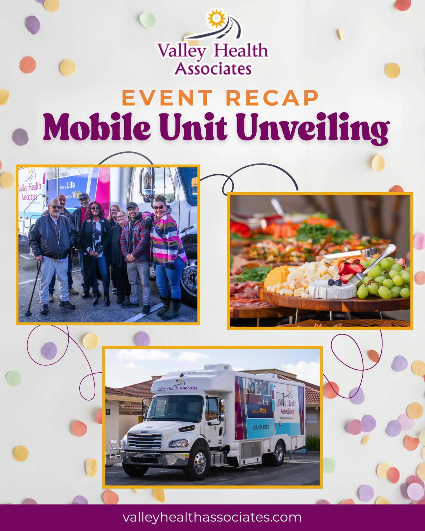 Last month, our Mobile Unit Unveiling marked a major step forward in bringing care directly to those who need it most. Thank you to everyone who came out and showed their support.
Special thanks to Salinas Mayor Dennis Donohue, @amapola_kitchenandwine for the catering, @magonemedia for capturing the day and providing sound, David Nava for the music, and @montereyherald for helping share our story.💜
Learn more: valleyhealthassociates.com
#ValleyHealthAssociates #VHA #MobileUnitUnveiling #EventRecap #Nonprofit