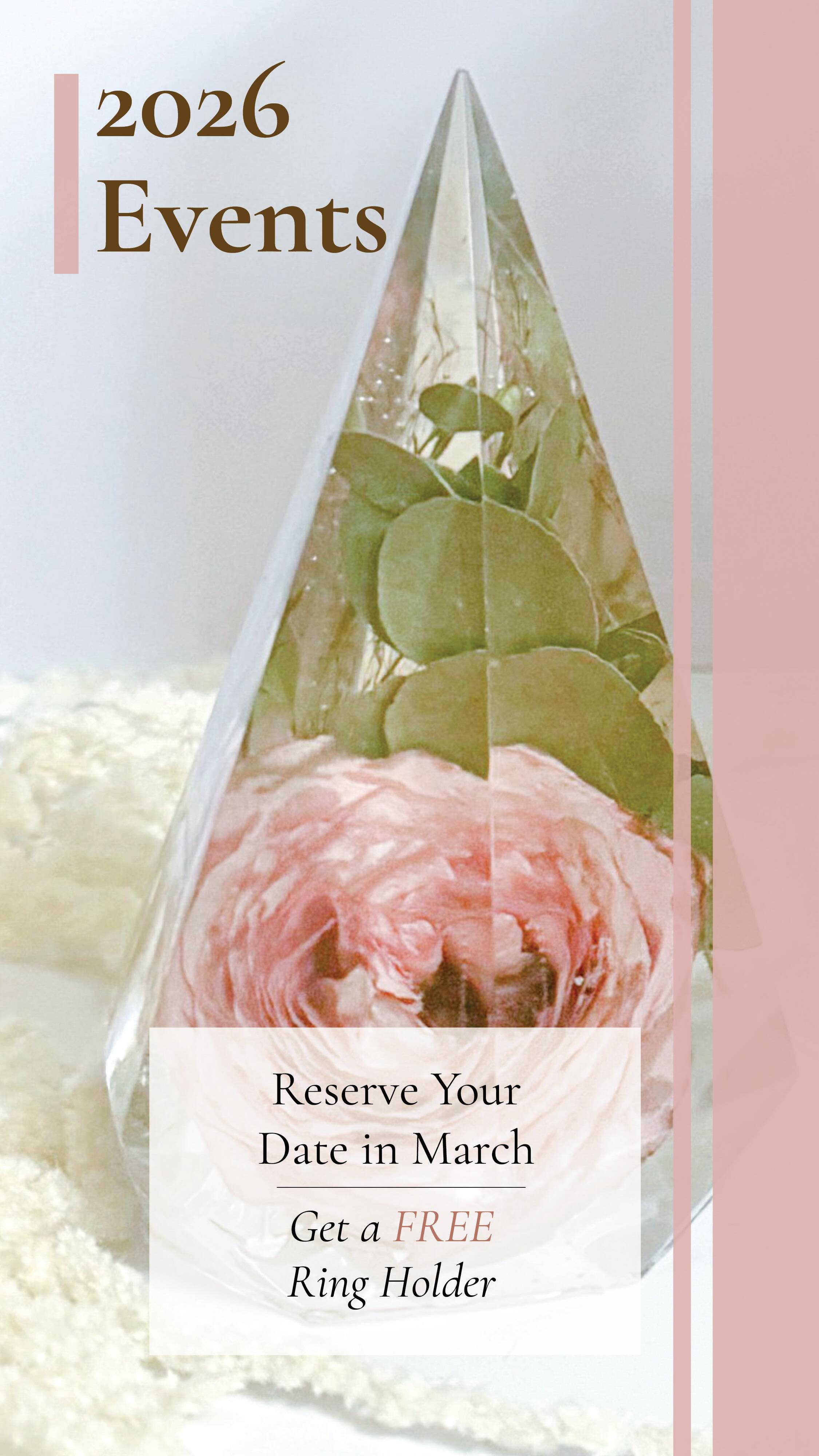 Transform your bouquet into a keepsake you’ll treasure every day 💐💍
Receive a large ring holder crafted from your flowers when you reserve your date this month ✨
Details:
🌸Available for March bookings only
🌸$150 deposit books your date, edit order until week of event
🌸 Resin items only
#FlowerPreservation
#WeddingBouquetPreservation
#2026Bride
#WeddingFlowers
#BridalKeepsake