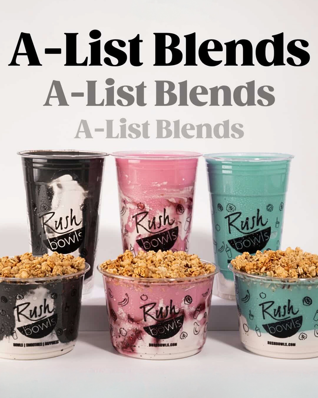 Something new just landed at Rush Bowls. Meet the A-List Blends, three targeted boosts built to elevate your bowl or smoothie. From left to right - Nova for focus and balance, Glow for hydration, Icon for antioxidants.
And if you need a pick-me-up, their cold brew lineup is ready with original, dirty chai, mocha, and vanilla sweet cream, all made with La Colombe.
Find your new go-to at The Warehouse Food Hall.