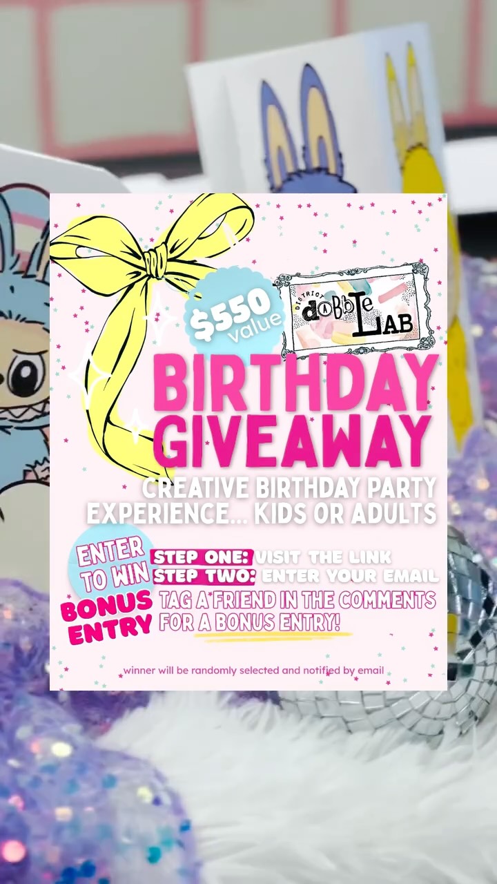 In honor of our 1st birthday this April, we are doing a DabbleLab Birthday Party Giveaway for kids or adults! 🥳🎁🎉
What You’ll Get...
* 90-minute private party experience
* Up to 10 guests
* Two hands-on craft projects
* A totally unique, creative celebration
So, how do you enter for a chance to win??? It’s easy.
Just visit the link in our bio (Birthday Giveaway) and enter your name and email. For a bonus entry tag a friend who would love the DabbleLab in the comments 👯♀️💖#districtdabblelab
#bethesdamd #shopsmall #craftygirlsclub