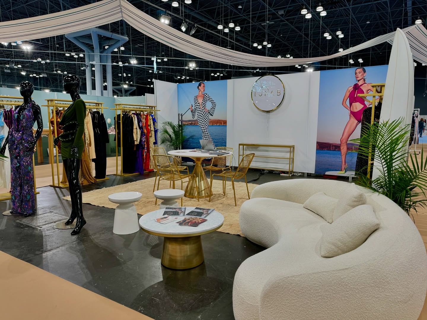 Coterie 2024 - Luna B, Custom Trade Show Display Design, fabrication, setup and Project Management by MK Displays. #custombooth #exhibitdesign #lunab