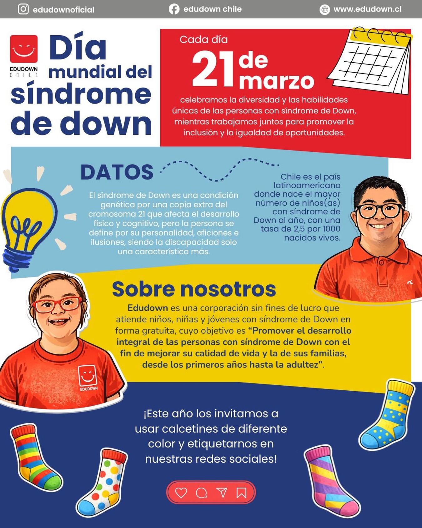 En Edudown creemos en una sociedad donde cada niño, joven y adulto con síndrome de Down sea parte, participe y tenga oportunidades reales para desarrollarse a lo largo de su vida ❤️
Este año nos sumamos al llamado de construir comunidad, porque nadie debería sentirse solo. La inclusión se vive en lo cotidiano: en la escuela, en el trabajo y en cada espacio donde compartimos con otros.
Sigamos construyendo juntos una sociedad más inclusiva 🫶🏼
#DíaMundialDelSíndromeDeDown
#21DeMarzo
#Edudown
#Inclusión
#Comunidad