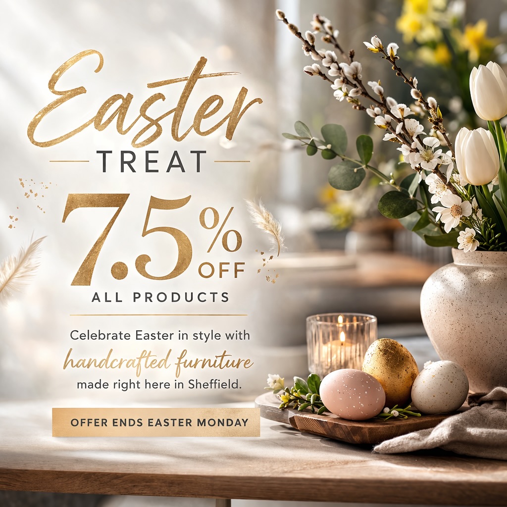 🐣 YOUR EASTER UPGRADE STARTS HERE 🐣
Spring is the perfect time to refresh your space… and we’ve made it even easier.
Enjoy 7.5% OFF SITEWIDE across all RCC Furniture — handcrafted pieces designed to stand out and built to last. Minimum order value £350 -Website orders only.
From bold dining tables to custom storage, every piece is made to order, just for you.
✔️ Designed around your home
✔️ Built by hand in Sheffield
✔️ Made with quality materials that last
🌸 Easter Treat – 7.5% OFF Everything
📅 Ends Easter Monday
Upgrade your home with something truly unique this season.
👉 Order now before the offer ends
#EasterTreat #RCCFurniture #HomeUpgrade #BespokeDesign #MadeInUK InteriorStyle DiningRoomGoals FurnitureSale