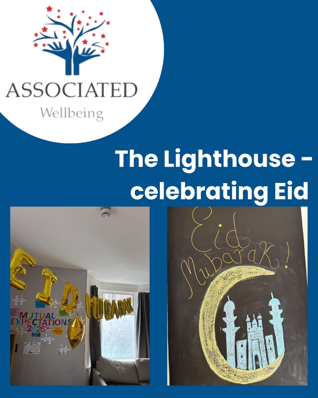 Eid Mubarak from us all at Associated Wellbeing🌙
Today we celebrate community, kindness, and togetherness.
We’re wishing all who celebrate a joyful and peaceful Eid filled with warmth and support💙
