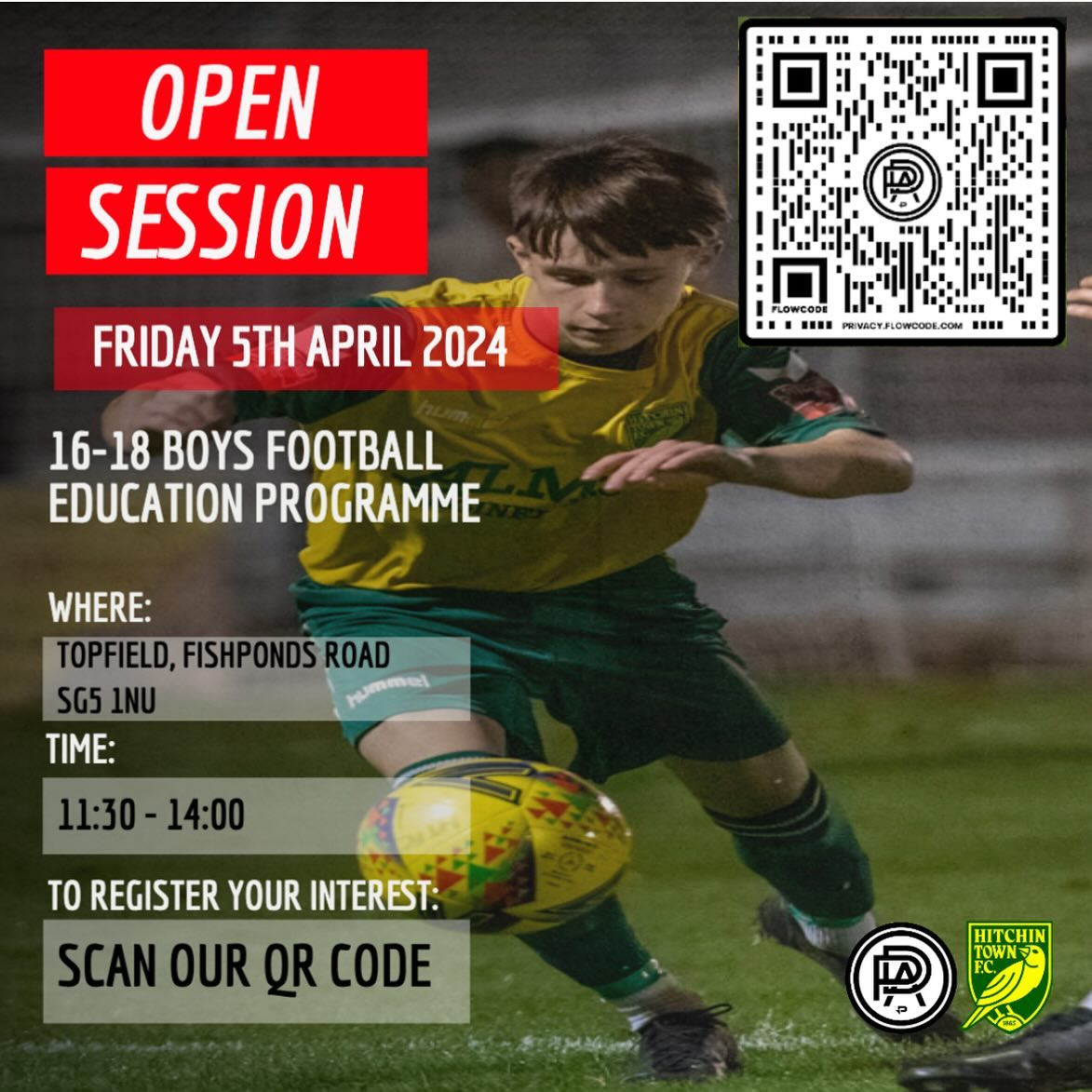 EASTER SESSION UPDATE π£
New location confirmed for our Easter session π
Weβll now be at Hitchinβs ground π€πΌ
Weβre also excited to announce we are running a girls session that day as well ππ»
All details are above ππ»
To register your interest, scan the QR code π·