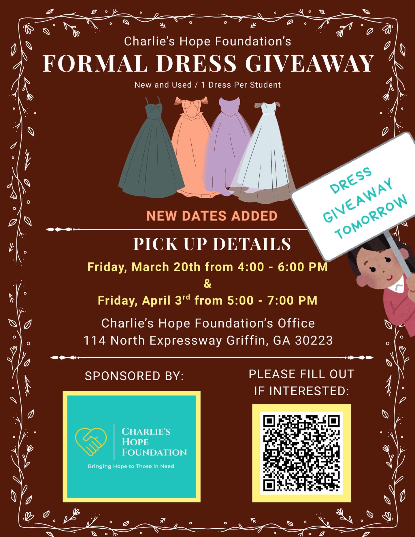 TOMORROW!!!! Join us for our Prom Dress Givaway Pt. 2, tomorrow from 4-6 pm!
(More information in the flyer!!) see you there! 👀😆
#giveaway #dress #makeadifference #prom #charity