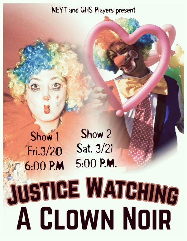 Students who took part in our Upper Campus STEAM Week theater offering will present, in partnership with the New England Youth Theater, Justice Watching: A Clown Noir at the Upper Campus this weekend. Shows will be on Friday at 6:00 p.m. and Saturday at 5:00 p.m. at our Upper Campus. The shows are open to all interested community members.
#youththeater
