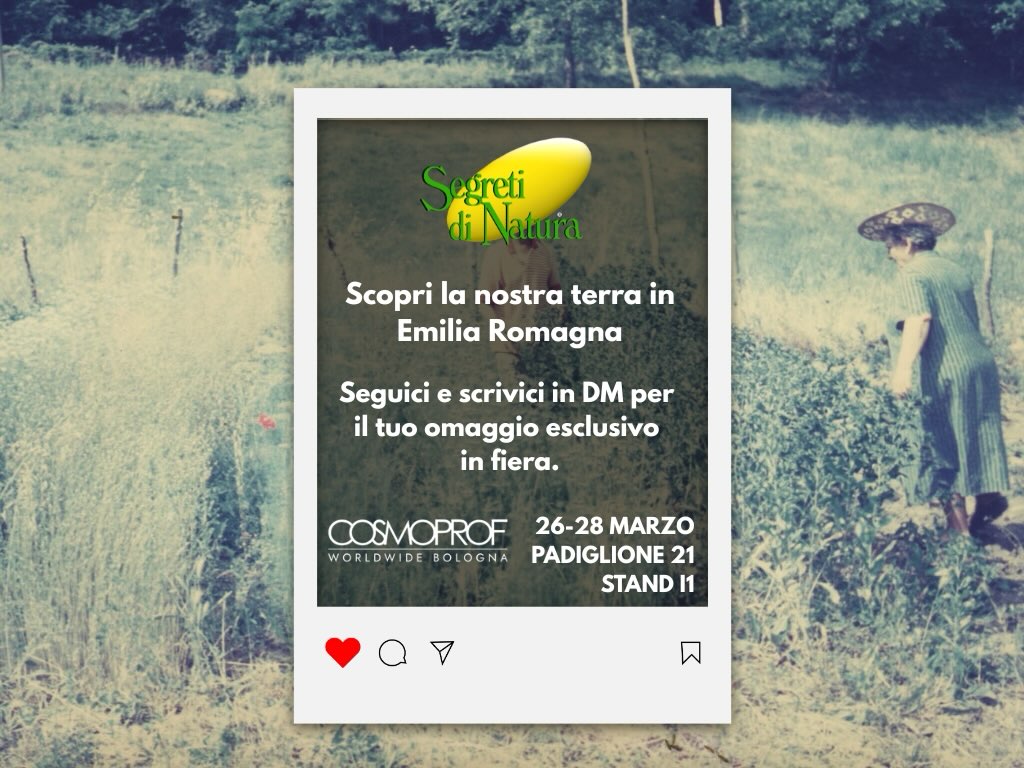 Un segreto per te a Cosmoprof Worldwide Bologna 2026!
Vieni a trovarci dal 26 al 28 Marzo al Padiglione 21, Stand I1 e lasciati conquistare dai nostri tesori naturali.
⨠Ma cāĆØ di più!
š Ecco cosa fare:
1. Seguici @sdn_cosmetica_naturopatia (se non lo fai giĆ ! š)
2. Inviaci un DM con la parola chiave: NATURA
E riceverai un omaggio esclusivo direttamente in fiera!
š
#CosmoprofBologna #SegretiDiNatura #FieraCosmoprof #Evento #Bologna CosmeticaNaturale MadeInItaly SeguiciECopri Omaggio SpecialGift InstaBeauty