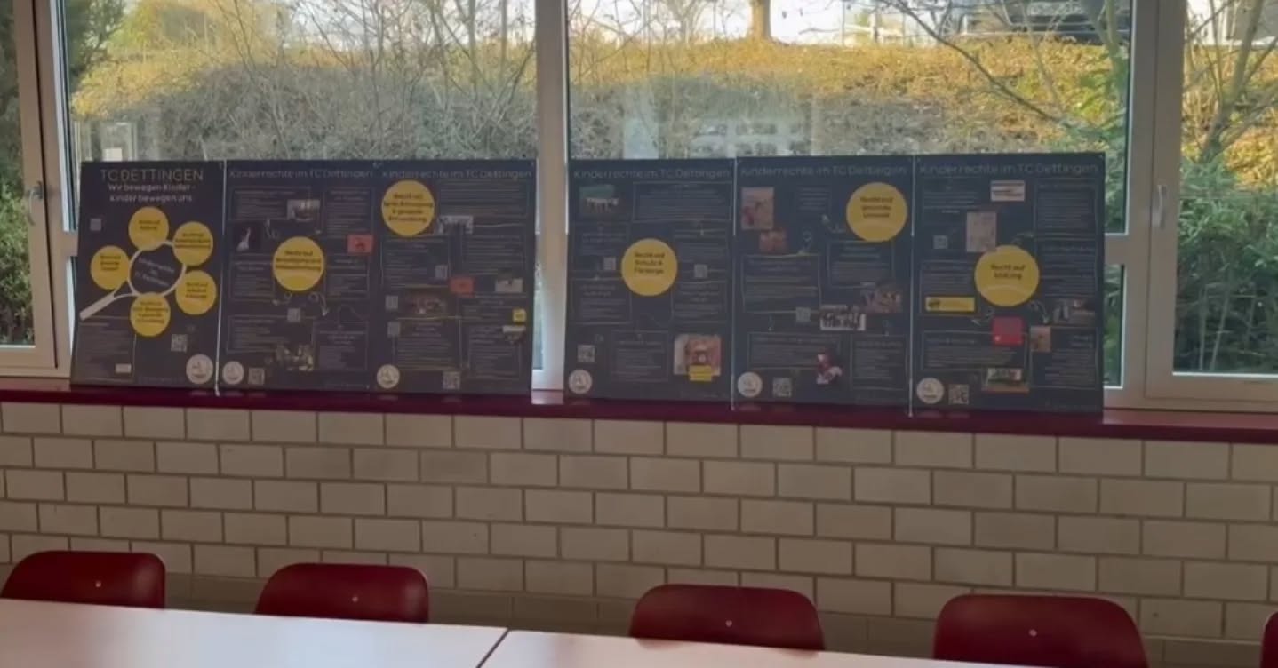 Kinderrechte im Sportverein. Ausstellung der Kinderrechte im TC Dettingen/Horb bei der der Bezirksversammlung Württembergischer Tennis-Bund e.V., Bezirk E im Schulzentrum in Horb. Ausstellung kann beim Verein über info@tcdettingen.de ausgeliehen werden. Experten aus dem Sportverein beraten bei der Strukturierung von Jugendbeteiligungsprozessen im Verein. #Beteiligung #Tennisverein #Sportverein #Kinderrechte #tcdettingen Mitbestimmung Württembergischer Landessportbund e.V. Schwäbischer Turnerbund (STB) e.V. Deutscher Tennis Bund e. V.