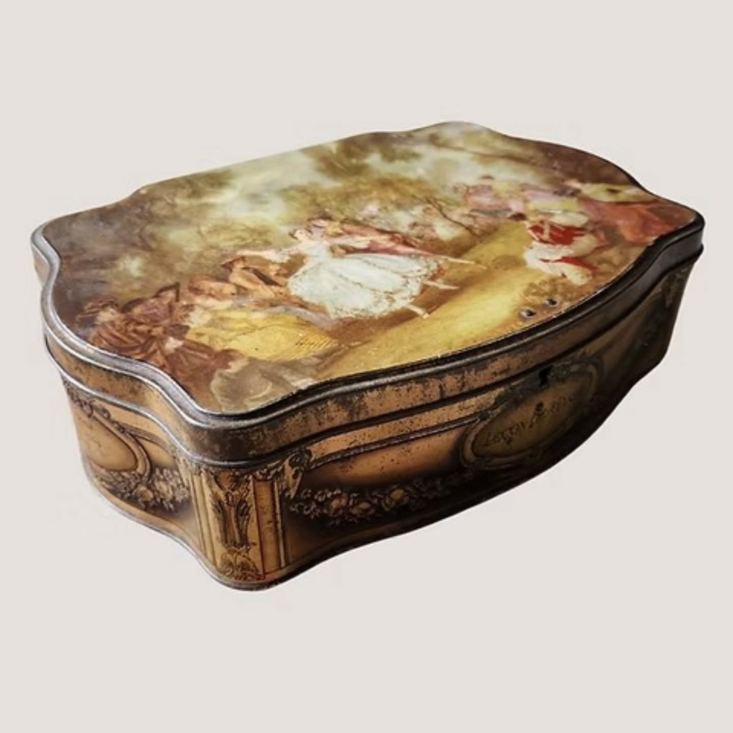 Antique French Chocolate Tin Leçon de Danse by Demaret Chocolatier | https://share.google/Y4VSlbqc1IuZAfnsX #stufftoyouandme