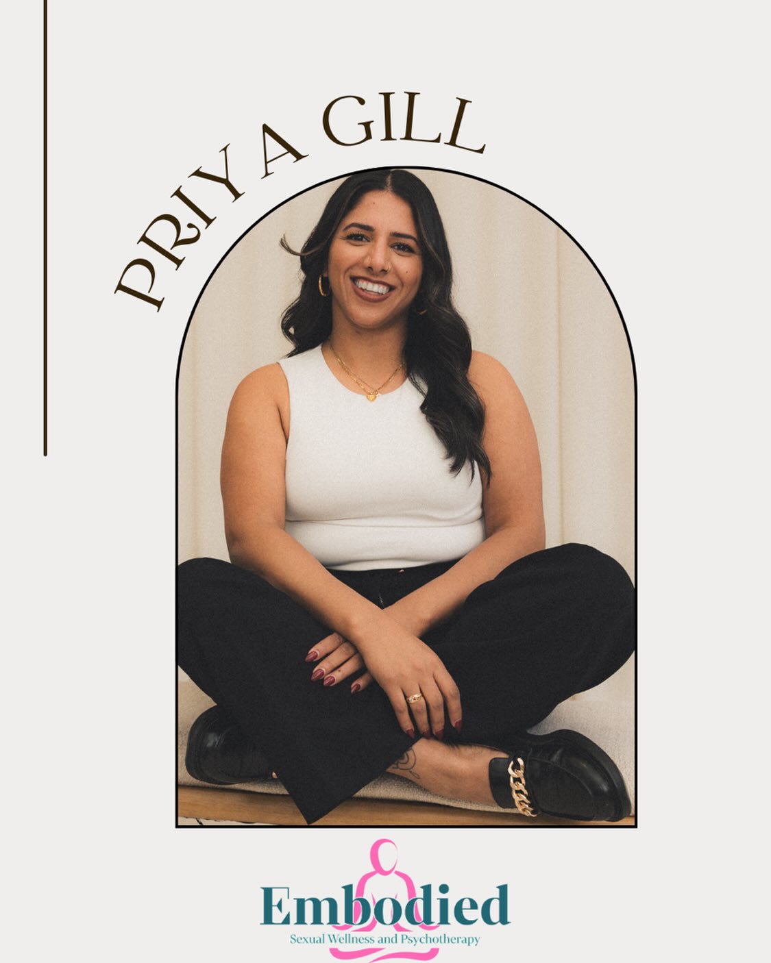 ✨ MEET PRIYA! ✨
“My work as a therapist meets at the intersections of seeking to understand my clients lived life experience, their ancestral history, and socio-economic and political community they are contained in. I bring both my clinical expertise and personal experiences into my work with clients. I grew up a deeply sensitive and intuitive child, who felt quite alone in this world. I struggled navigating my early life experiences, intergenerational trauma, and cultural expectations.
I know what it feels like to live disconnected from my body. I know what it is like to feel caught between two worlds and navigate culture and familial expectations. I know what it is like to seek connection and improve the quality of my relationships. I not only understand the clinical aspects of trauma recovery but also embody it.
My own experiences in healing have left me feeling deeply passionate about supporting people who connect deeply within themselves and alchemize their own suffering into something more. Into something delicious, sensual, joyful, and grounded.
I am a Registered Clinical Counsellor, a Certified EMDR Therapist, MDMA Provisional Associate, trained in Internal Family System, Emotion Focused Therapy and Psychobiological Approach to Couples Therapy. I am currently completing the advanced educational requirements to become certified as a sex therapist. The clinical modalities I integrate into the therapeutic container are the very ones in which have supported me live a more embodied and joyfilled life.
Some things you may want to know about me: I am a daughter, niece, Massi/Aunty, partner, friend, artist, and student. I am bold, direct, fallible, intuitive, caring, and clumsy. I have a loud laugh and even louder personality. I am a deep thinker, outgoing introvert, and avid reader. I am someone who invites conversations about things we are often taught to keep quiet: cults, death, spirituality, sexuality, and psychedelics with friends and strangers (honestly anyone who will entertain me). I believe memes normalizing mental health are a true art form, and that’s often why people choose to work with me.”