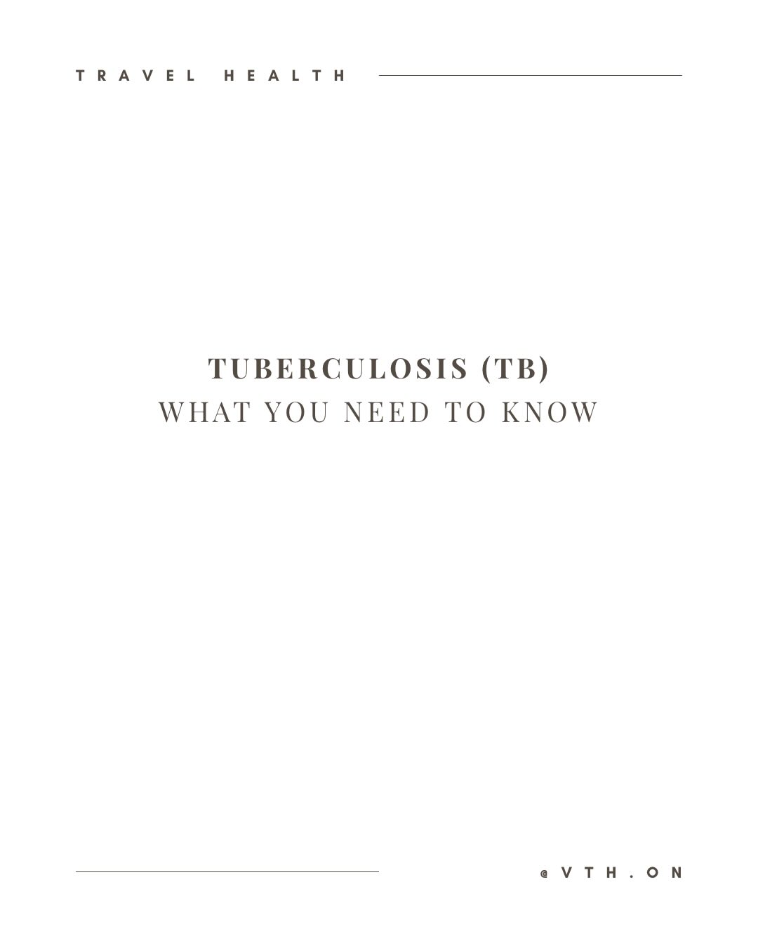 Tuberculosis.
Key Takeaways
• TB remains a global health concern, though relatively uncommon in Canada
• Latent TB is asymptomatic but can reactivate
• TB is treatable and curable with timely, complete therapy.
#virtual #health #wellness #vacation #travel