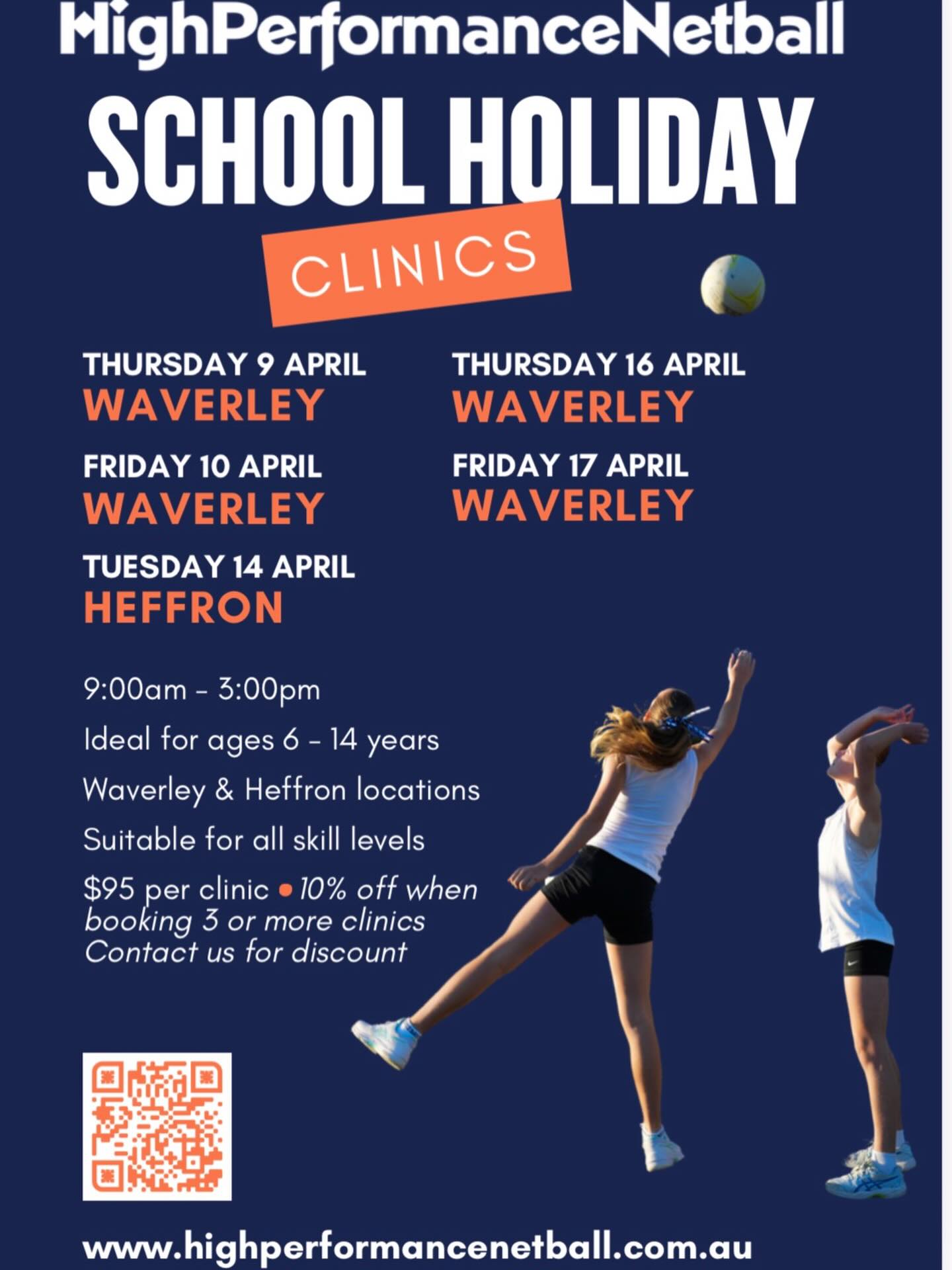 🏐 April School Holiday Clinics are LIVE!
Train hard, have fun, and take your netball to the next level with High Performance Netball 💪
✔️ Expert coaching
✔️ Small group sessions
✔️ All skill levels welcome
📍 Waverley & Heffron Park
📅 April dates available
Spots are limited 👀
Register now 👉 www.highperformancenetball.com.au
#Netball #SchoolHolidayFun #NetballLife #SydneyKids #SportsClinic