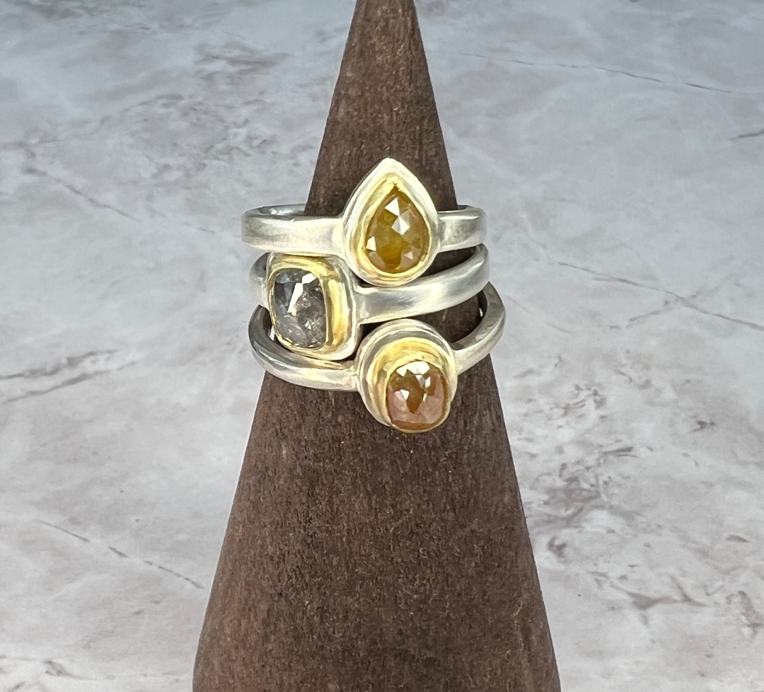 Natural Diamond rings #amycashjewelry #finejewelry #handmade #oneofakind #rings #diamonds #artisanjewelry