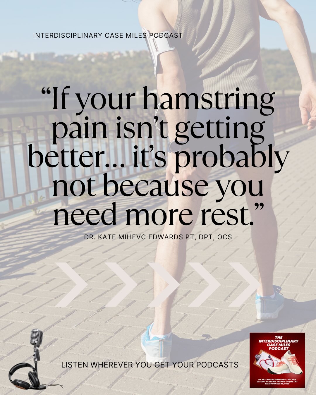 New episode dropped today!
This one is about a common running injury hamstrings. I know we have talked about a hamstring issue before every case in every injury is different. In this case, we talk about a 40-year-old male age group runner that deals with chronic hamstring issues, but has an acute flareup due to a slip on the ice.
We answer questions like:
➡️ should I stretch a hamstring strain?
➡️ can I keep running when my hamstring hurts?
➡️ what can I do to improve my hamstring pain from a nutrition, physical therapy, and medical perspective?
➡️ will PRP help my hamstring injury?
➡️ his blood flow restriction something that can help?
🎧Tune in and listen to wherever you get your podcasts!