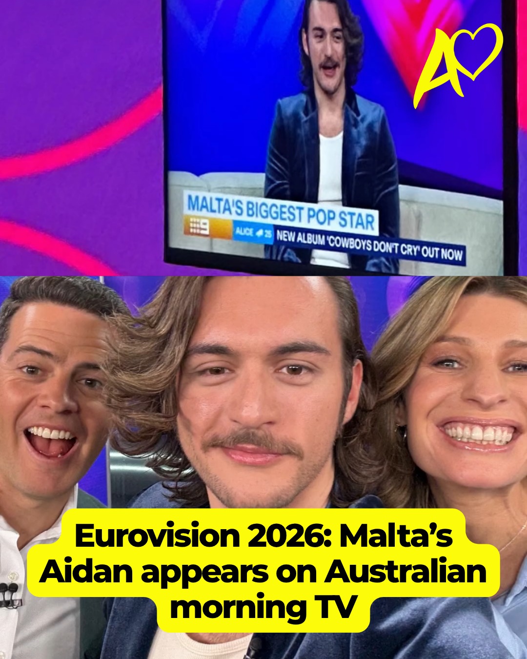 Malta's @itsaidanofficial has concluded his Eurovision promo tour of Australia with an appearance on Channel Nine's Today Weekend with Alison Piotrowski @alipiotrowski and Michael Atkinson @kinson16!!!
@vivamaltaevents #eurovision #esc #eurovision2026 #esc2026
