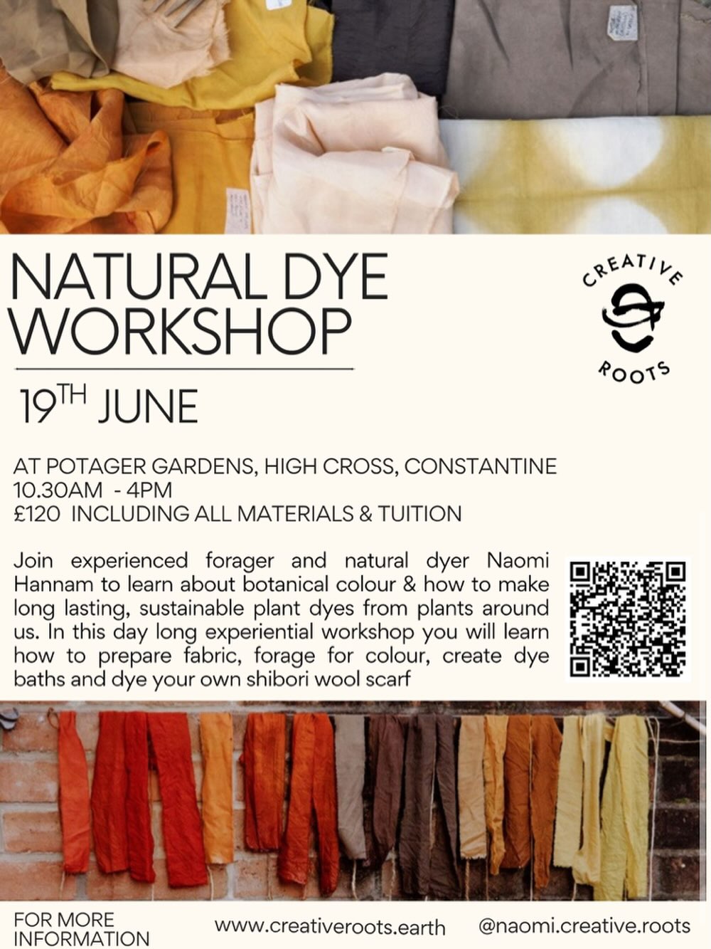 Would you like to learn about natural botanical colour? My next natural dye course is @potager_garden on 19th June. Get in touch if you’d like to find out more #naturaldyes #botanicaldye #naturaldyeing #naturaldyeworkshop