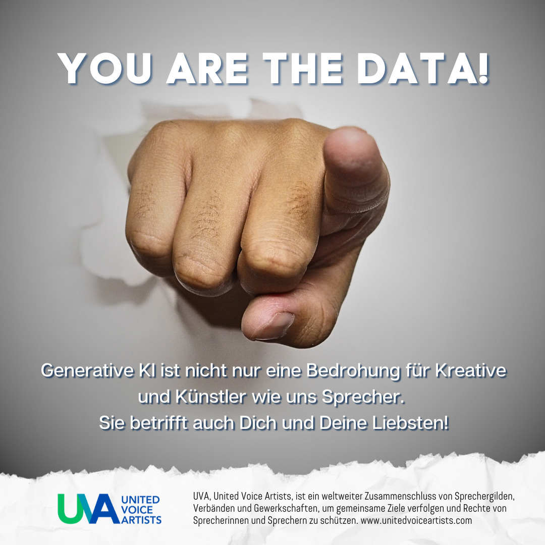 It's not just about us as creatives and artists - generative AI can become a threat to us all. With their current campaign, @united_voice_artists Voice Artists do not want to focus on the situation of us as voice actors, but rather to raise the awareness of the general public - because AI also affects you and your loved ones!
#regulateAI #artisticintelligence #humanvoice #unitedvoiceartists ✊
