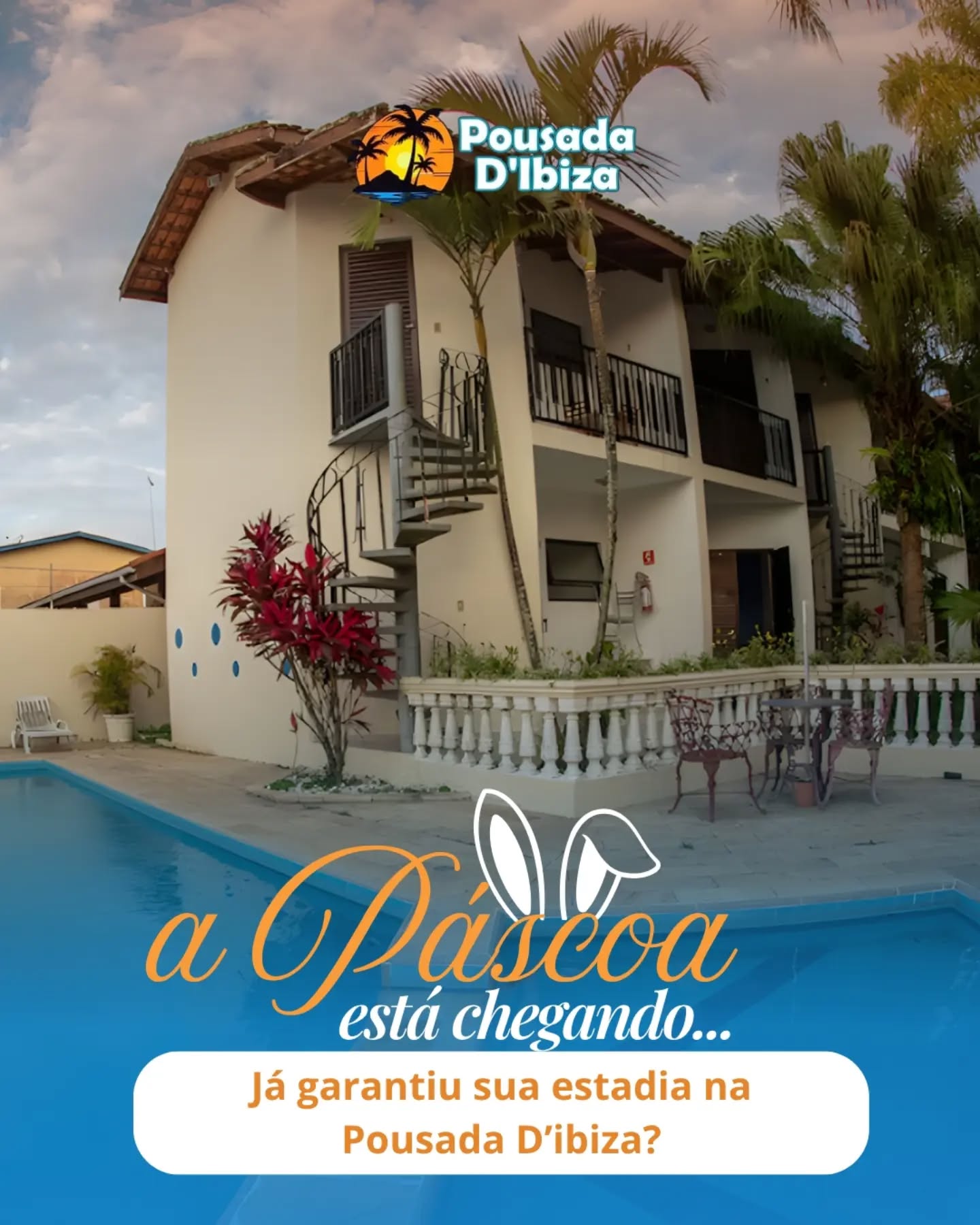 A Páscoa está chegando e ainda dá tempo de garantir dias de descanso em Itanhaém. 🐰☀️
Na Pousada D’Ibiza, você aproveita conforto, piscina e momentos de tranquilidade durante a sua estadia. 🧡
Garanta sua estadia e viva um feriado especial por aqui.
~ Reservas e mais informações pelo link da bio
.
.
.
#PousadaDIbiza #ItanhaemSP #LitoralSulSP #Pascoa2026
