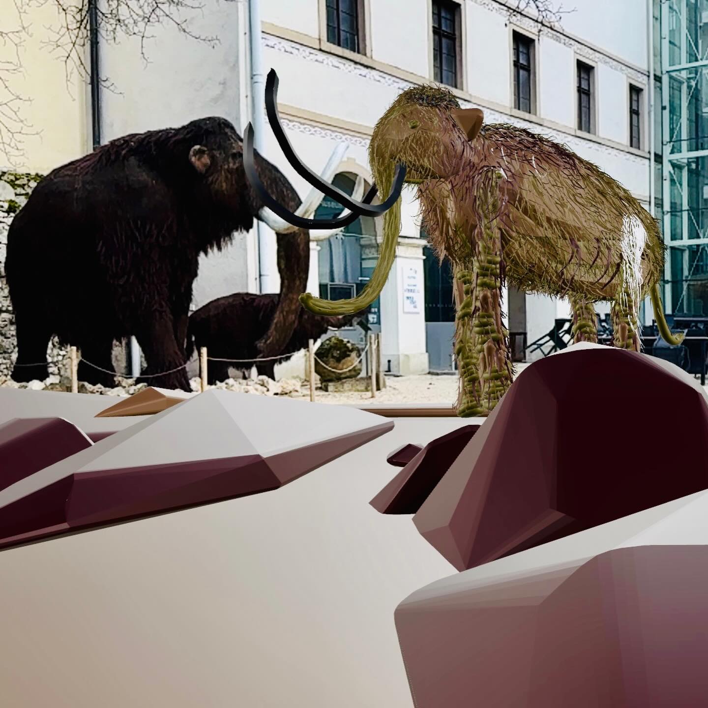 Digitale Eingriffe im Außenraum des MAMUZ
Heute haben wir AR-Artefakte aus unserem Projekt smART Data BRIDGE Krahuletz im Außenbereich des MAMUZ Museums platziert.
Zwischen Mammut, Museumsarchitektur und realem Gelände entstehen digitale Eingriffe, die archäologische und paläontologische Narrative in eine gegenwärtige, poetisch-spekulative Bildwelt überführen.
Vergangenheit, Gegenwart und digitale Imagination treffen aufeinander — als erweiterter Erfahrungsraum zwischen Wissenschaft, Kunst und XR.
#smARTDataBRIDGE #krahuletzmuseum #MAMUZ #AugmentedReality #xrart