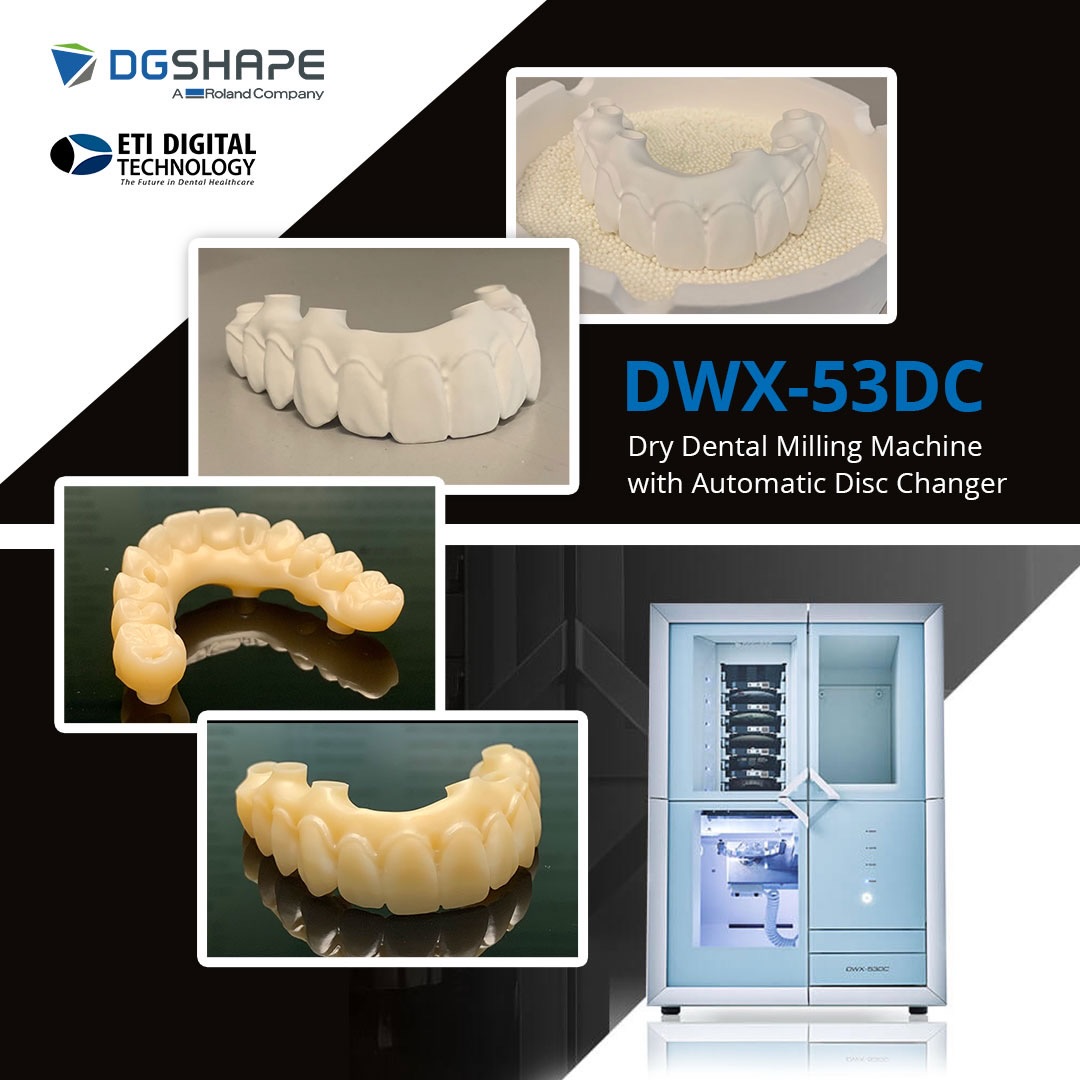 ☑️ Check Out this All-On-Four Multilayer Zirconia Bridge milled out of the Roland DWX-53DC and Millbox CAM Software ☑️
.
⭐️ Powered by Millbox CAM Software, the DWX-53DC is built to build your dental business as a PMMA and Zirconia workhorse for milling digital dentures, crown and bridge applications, and more. The DWX-53DC makes 24-hour production as easy as 1,2,3...Power it on, let it go, and automatically mill jobs unattended. ⭐️
.
📚 For more information on this workhorse DWX-53DC milling machine, contact ETI Digital Technology today at 714-238-1490 or sales@etidigitaltechnology.com
#DGSHAPE #MillBox #CIMSystems #MillBoxCAM #DWX-