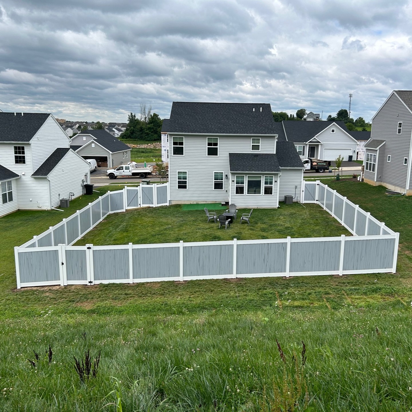 The crew wrapping up a custom vinyl privacy fence with a streaked wood grain inlay. Transform your property and provide a boundary for young kids and pets.
-
-
-#fence #fencedesign #vinylfence #privacyfence #carpentry #garden #gardenfence #statecollegepa #landscapedesign #yondermountain #conservation