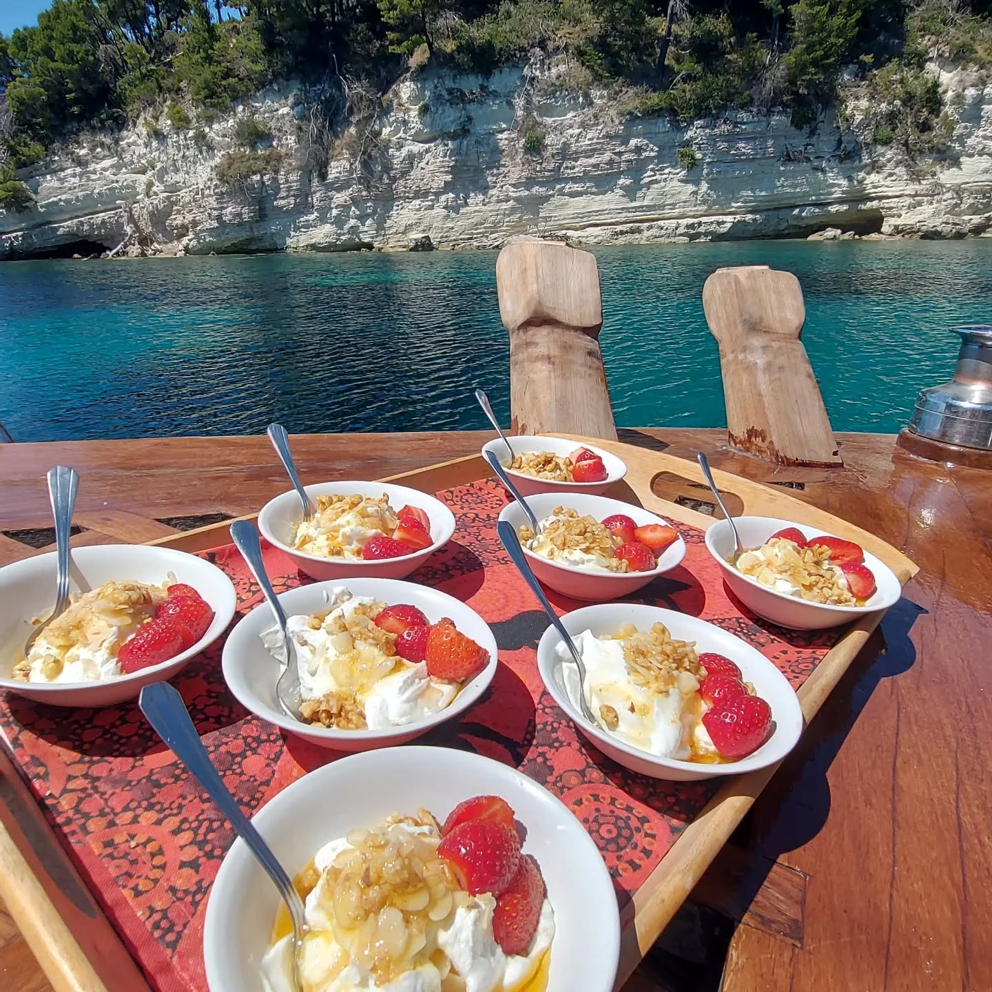 Sweetness after the salty swimming!! #skopelos #boat trip #dailycruises #sailing #gastronomia #boat rentals #boat charter