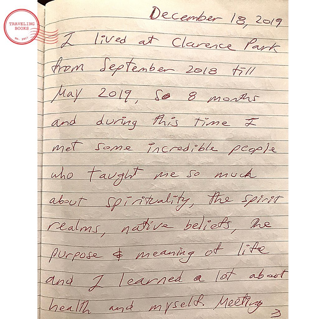 “December 18, 2019
I lived at Clarence park from September 2018 till May 2019, so 8 months and during this time I met some incredible people who taught me so much about spirituality, the spirit realms, native beliefs, the purpose & meaning at life. And I learned a lot about health and myself. Meeting people from all over the world such as Australia, Mexico, France, Germany, Sweden, Dominican Republic, USA, and India in one place was an experience you can’t get anywhere else. This hostel saved me in many ways, I’m thankful, and will never forget my experience here.” By Anonymous
.
.
.
.
.
.
#handwritten #creativeproject #hostel #stories #spirituality #friends #multiculture #travelgram #traveling #toronto