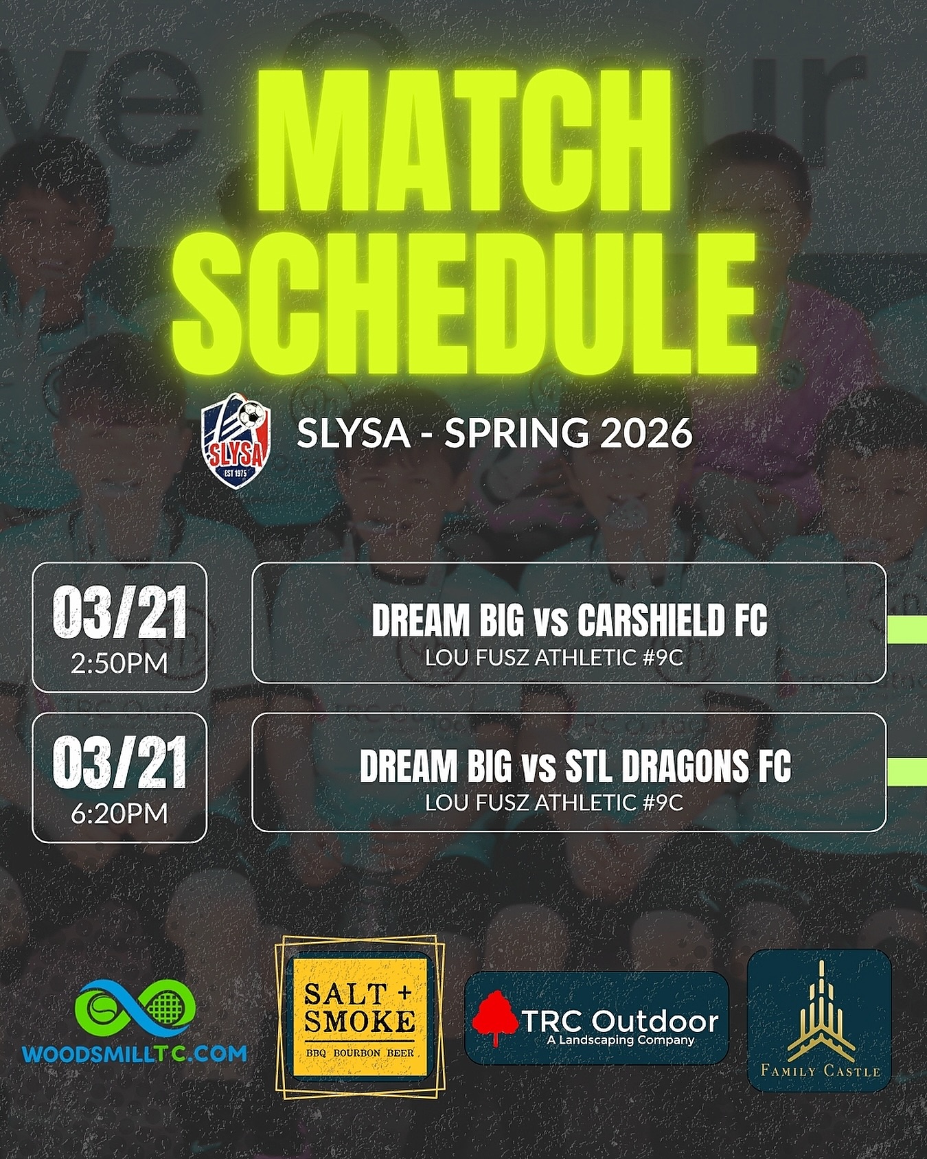 โฝ๏ธ Game Day
Back out today for two SLYSA matches:โจ๐ CarShield FC โ 2:50 PMโจ๐ STL Dragons FC โ 6:20 PMโจ๐ Lou Fusz Athletic 9C
Good opportunity for the group to stay sharp, compete, and keep building.
Letโs get to it ๐๐๐ฝ๐๐ฝ
#DreamBig #SLYSA #GameDay #Youth lessssssgo