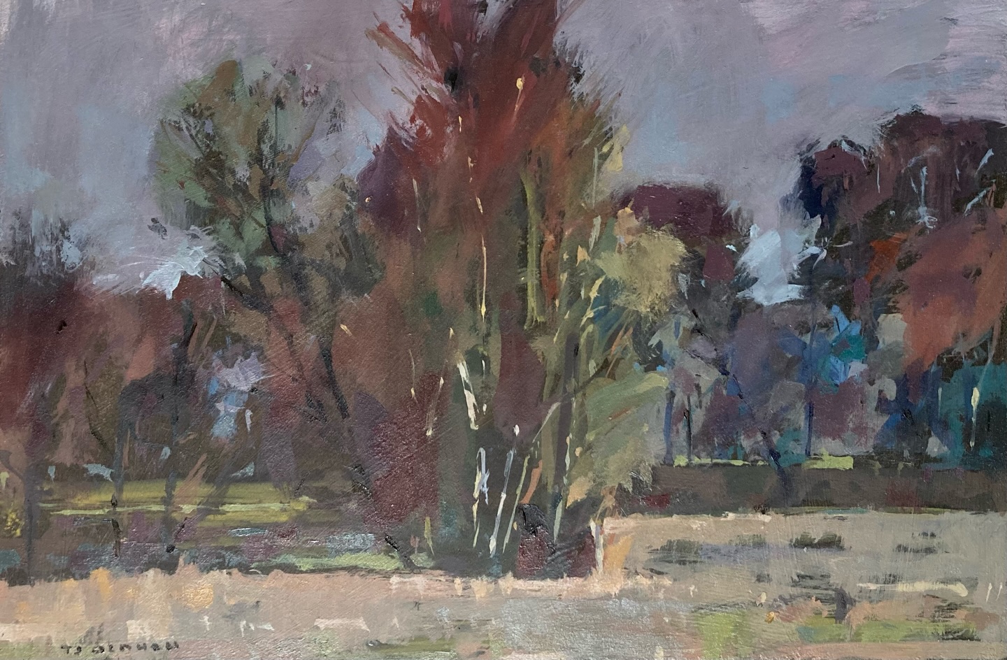 It’s been a beautiful spring morning here, I was painting more inland looking at this copse of trees and the subtle colours in the landscape. I could hear lapwings, curlews, fieldfares, skylarks and my first sedgewarbler with their drum and base song! Also a dunno k came and sang next to me.