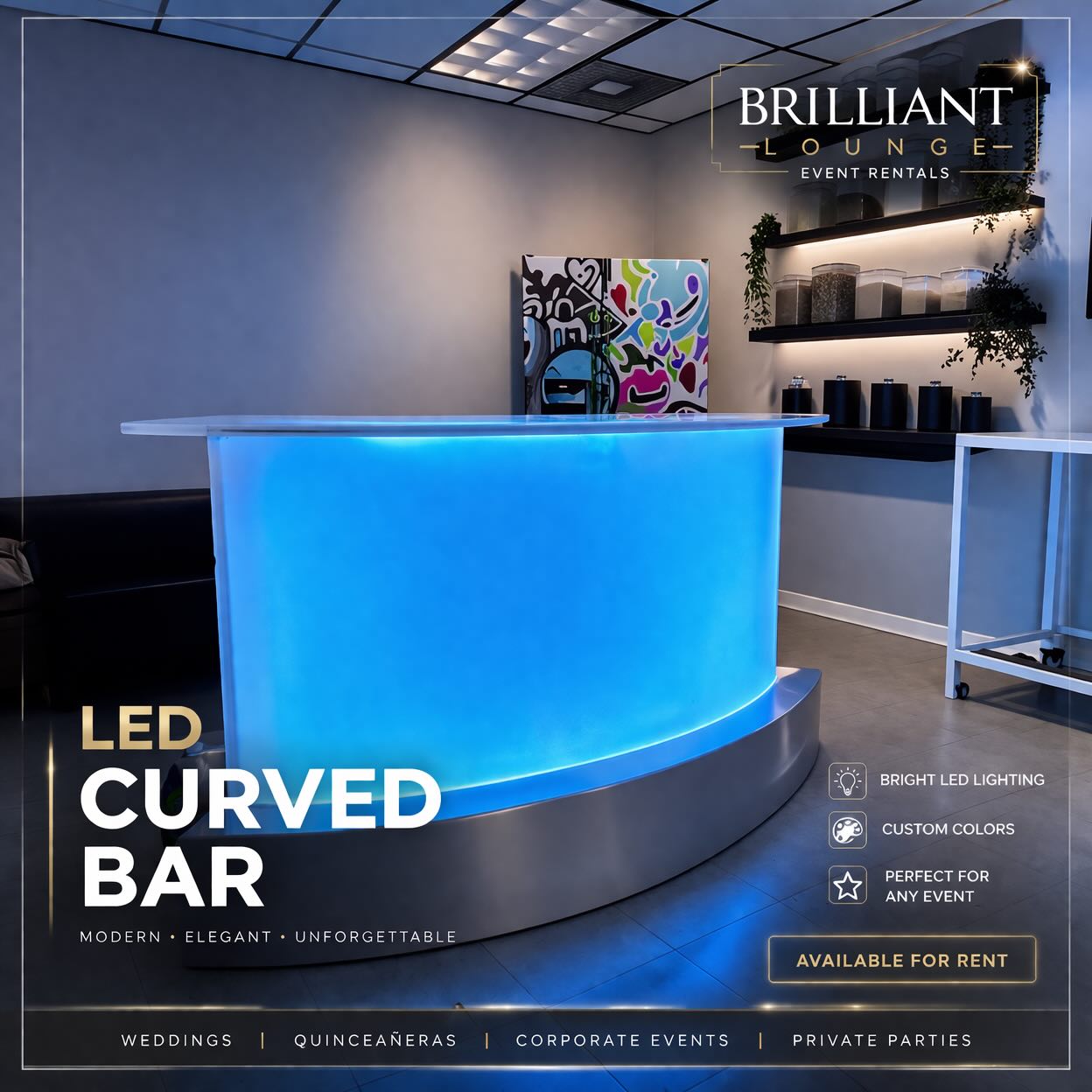 LED Curved Bar Available for Rent
Modern • Elegant • Unforgettable
Perfect for:
• Weddings
• Quinceañeras
• Corporate Events
• Private Parties
📍 Sacramento, CA
📩 DM for pricing & availability
#sacramentoweddings #sacramentoevents #partyrentals #eventrentals #ledbar weddingrentals quinceañera corporateevents luxuryevents eventdesign draping eventplanner sacramentoplanner weddingplanner brilliantlounge