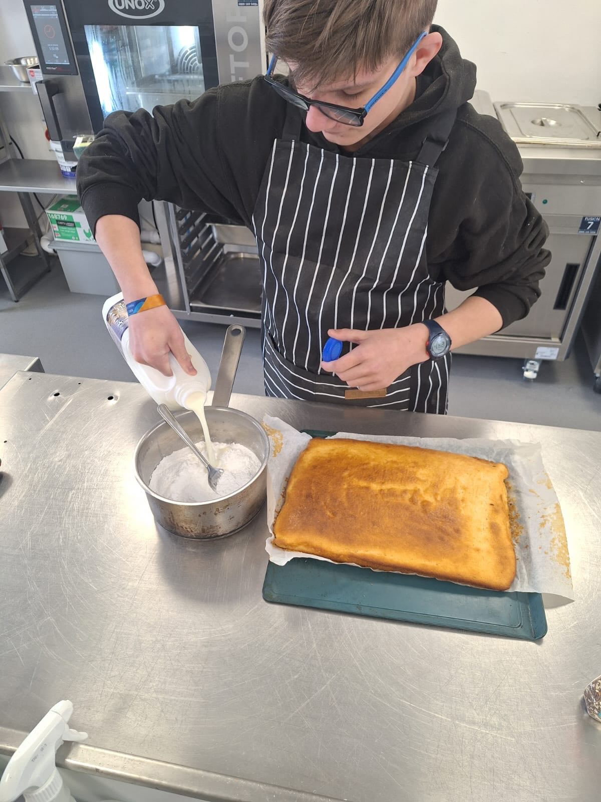 Maison has been helping Paddy out in the kitchen. He had a few jobs to do including making some icing for the sponge being served at lunch time and then taking eyes out of the baked potatoes in preparation for tomorrowโs lunch. #kitchenassistant #practicalcookery #learningforsustainability #workexperience