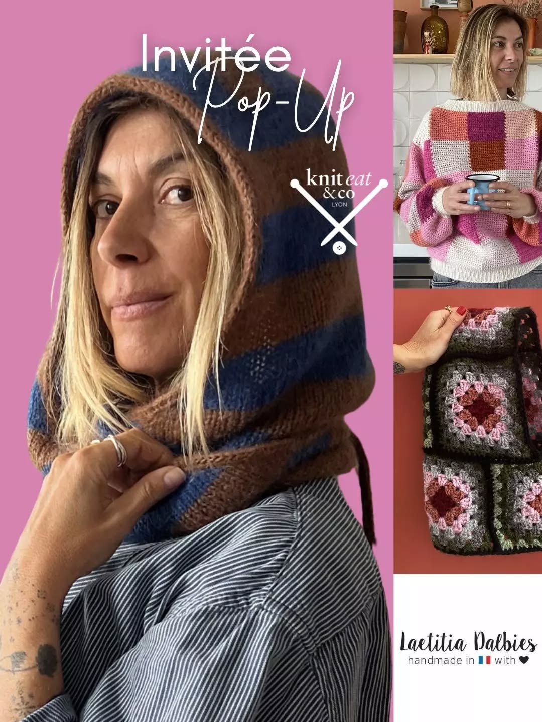 🌸🌸 POP UP PRINTEMPS J-3 🌸🌸
Samedi 28 & Dimanche 29 Mars 2026
Où?
Café Anne
17 Rue Sala
69002 LYON
@cafeanne.lyon
Quand?
Entrée libre le samedi de 10h à 18h
Resto Tricot (sur réservation) de 19h à 22h
Entrée libre le dimanche de 13h à 17h
Brunch (sur réservation) de 10h à 12h
Notre invitée est @laetitiadalbies
Elle modernise l’image un peu datée souvent associée au crochet, grâce à son imagaire poétique.
Laetitia mixe les techniques (crochet, punchneedle, tricot, couture) et transmet son savoir-faire avec des kits ou encore dans ses ouvrages "Punchneedle" et "Dinette", parus aux Éditions Eyrolles.
Curieuse et pleine d’idées, elle s’inspire de tout, partout : des gens, de la nature, du jardin potager de son père, de ses voyages en famille, de sa fille, Mila, à l’imagination débordante…
Elle sera présente au Pop Up tout le week-end ❤️
Venez shopper ses pièces uniques ! Laetitia mettra en vente ses prototypes (objets et accessoires iconiques en crochet/tricot) de plus de 10 années de création !
#popup #kniteat #crochet