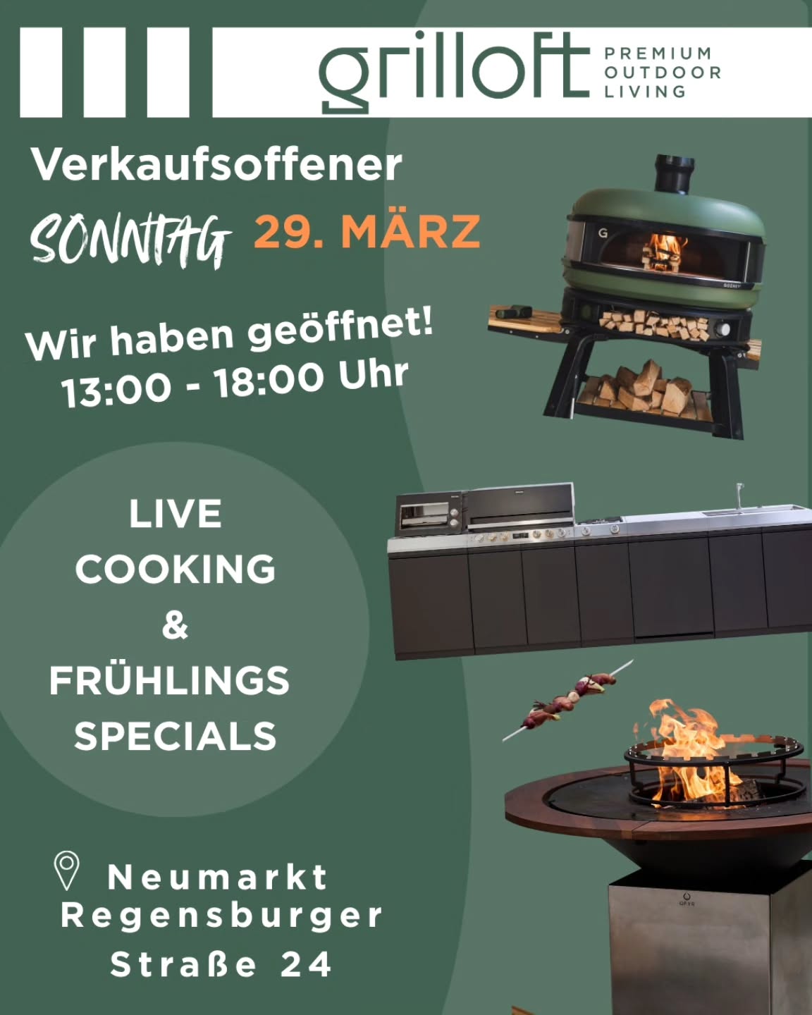 Verkaufsoffener Sonntag bei GRILLOFT! 🎉 Am 29. März schmeißen wir die Grills an! Von 13:00 bis 18:00 Uhr haben wir geöffnet – vorbeizuschauen lohnt sich definitiv. Wir zeigen dir nicht nur die neuesten Trends, sondern wir grillen und backen auch live! Komm vorbei und probier direkt vor Ort:
🍕 Frische Pizza & selbstgebackenes Brot: Direkt aus dem Gozney Pizzaofen – heiß, knusprig und unvergleichlich im Geschmack.
🔥 OFYR Feuerplatte: Erlebe die besondere Atmosphäre und das Grillen über offenem Feuer.
✨ Miele Grill: Entdecke die Präzision und Power der Miele Outdoor-Serie im Einsatz.
Lass dich kulinarisch inspirieren, genieße die Atmosphäre und entdecke unsere exklusiven Frühlings-Specials für deinen Garten.
📍 Wo? Regensburger Str. 24, 92318 Neumarkt
🕐 Wann? Sonntag, 29. März | 13:00 – 18:00 Uhr
Markier dir den Termin – wir sehen uns am Grill! 🥂
#Grilloft #Neumarkt #Oberpfalz #Miele #Gozney Ofyr Outdoorliving Grillsaison VerkaufsoffenerSonntag Livecooking Pizzalover Selbstgebacken