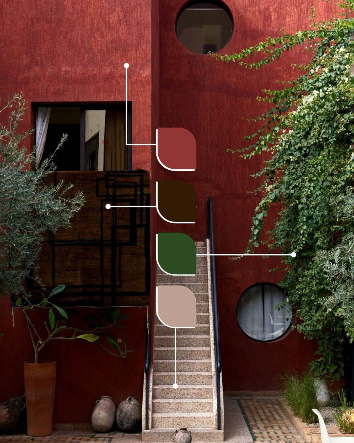 When nature meets structure. Soft greens, balanced with earthy, browns, deep, breads, and timeless, beige creates a grounded, palette, rooted in place and materiality.
Great for
☑️ hospitality,
☑️ lifestyle, and
☑️ brands that value authenticity.
BBD Studios often draws on architectural color stories like this to shape timeless brand expressions.