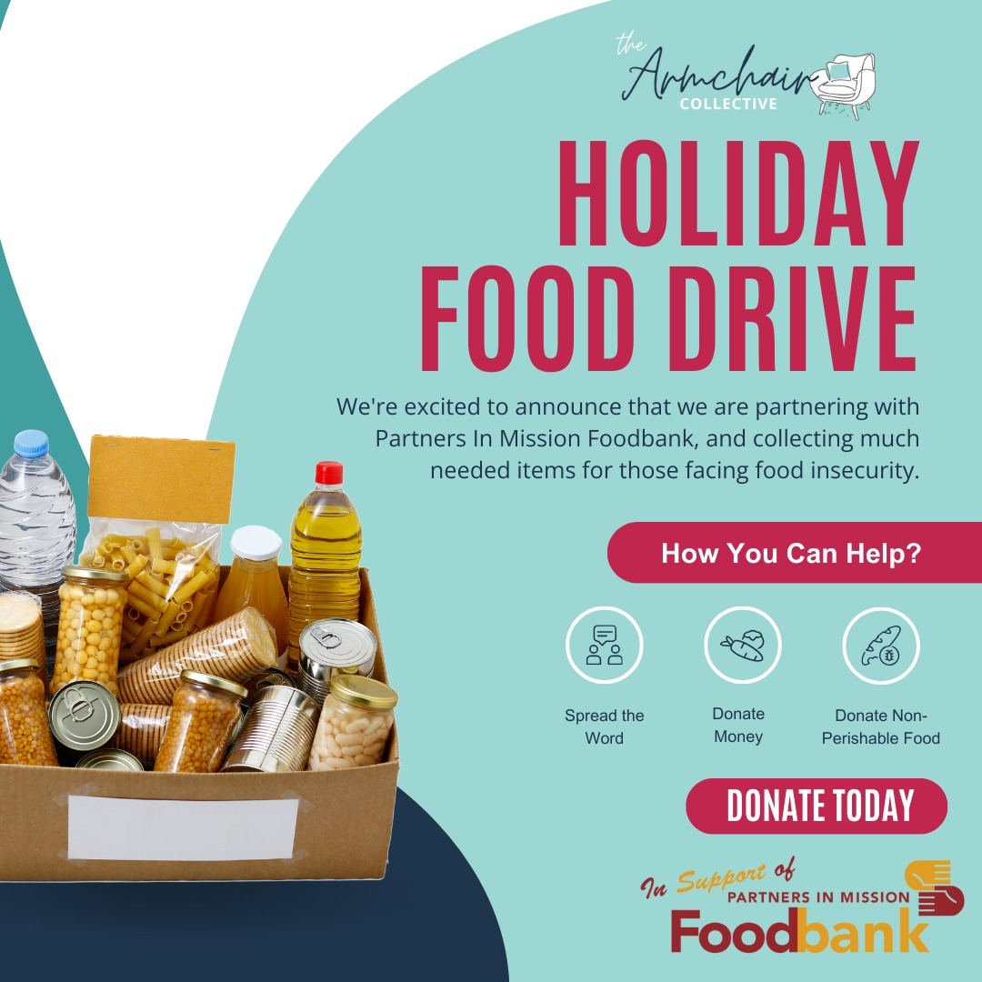 I'm very happy as a member of the Armchair Collective to be partnering with the Partners In Mission Foodbank to collect food items for those in need.
Food insecurity (obviously) negatively impacts health; both physical and mental. In #YGK about 1 in 9 households live with food insecurity - and this statistic is old (2022).
While we continue to work to dismantle the oppressive systems that contribute to food insecurity, this is the least we can do in an attempt to offer support and band-aid the situation.
We have a box at the office for anyone who would like to stop by and drop off items. We also will have the QR code displayed for those who are able to make a monetary donation.
The most needed items for donation are;
⭐️ Money (your dollars contribute to higher purchasing power)
⭐️ Canned meat & fish
⭐️ Peanut butter
⭐️ Stews or chunky soups
⭐️ Baby food, formula, diapers
⭐️ Pasta sauce
⭐️ Cereal
⭐️ 100% Fruit Juice
Please support where and when you can ❤️
Also note that while these donation opportunities are available to you, there is zero expectation or requirement for you to do so as a client of mine/of the Collective's!