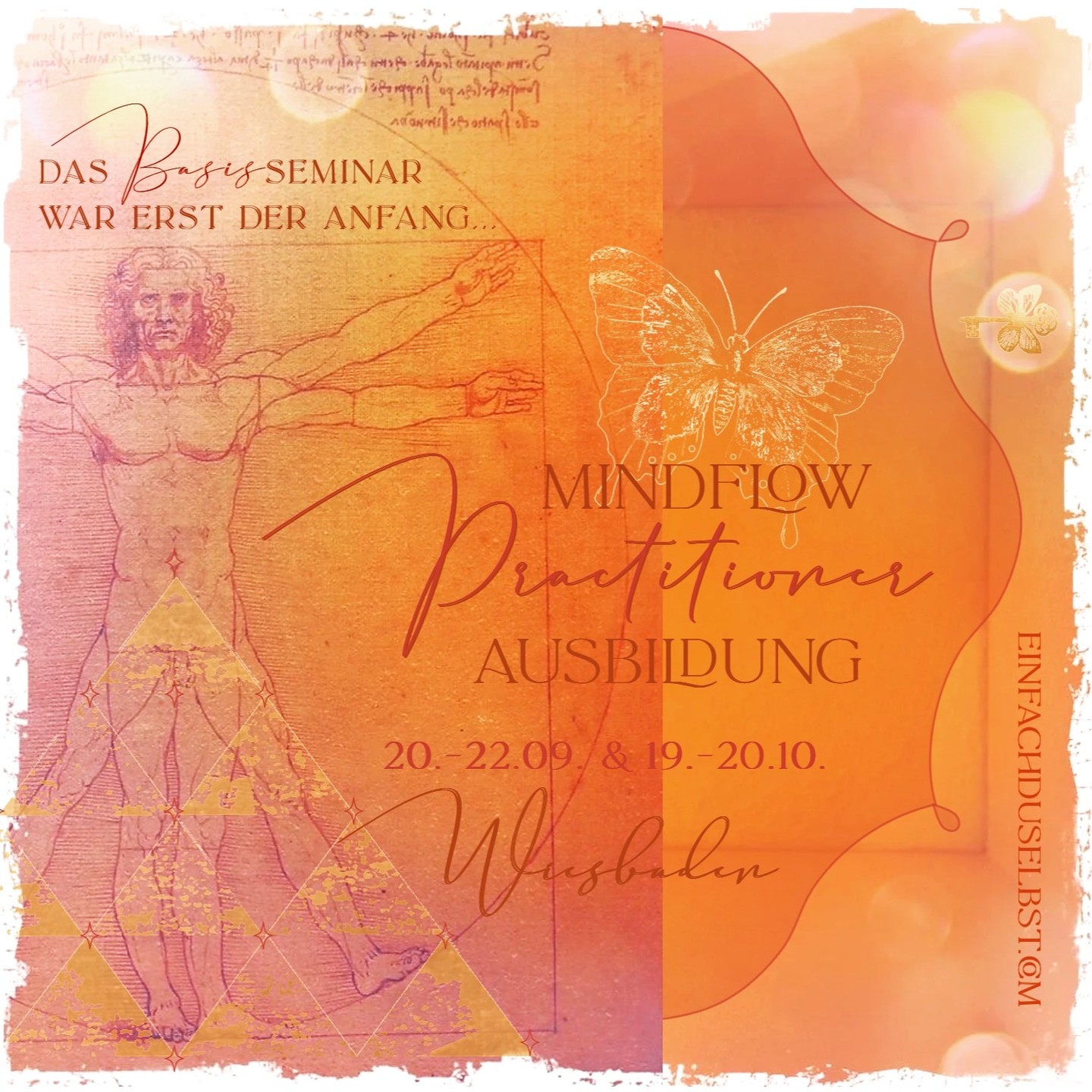 NEUE MINDFLOW PRACTITIONER AUSBILDUNG IN WIESBADEN
✨✨✨✨✨✨✨✨
Block: 20.-22. September
Block2: 19.-20. Oktober
5-tägige Ausbildung mit
Mindflow Trainerin PAULA KLEINHANS
in den zauberhaften Räumlichkeiten von WahhaftICH - Elke Kahl
✨✨✨✨✨✨✨✨
DAS BASISSEMINAR WAR ERST DER ANFANG...
Tauche tiefer ein in die HINTERGRÜNDE von Mindflow und die Erfahrung deiner Frequenz im G4 BEWUSSTSEIN .
Erlebe neue ALLTAGSTAUGLICHE WERKZEUGE und weitere KRAFT-VOLLE ASANAS für noch mehr Power.
Während vieler genialer PRAKTISCHER ÜBUNGEN kannst Du Dich in zahlreichen LEBENSBEREICHEN AUSRICHTEN - wie z.B. Ängsten, Bewertungen, Urteil, Mangel (Geld, Beziehungen, Selbstbewusst-sein), Schuldgefühlen, Gewohnheiten, sowie bei von aussen aufgedrückten, innerlich gepflegten, hineingeborenen oder erworbenen Themen, die Dich im Autopilot routieren lassen - und künftig LOCKER und ENTSPANNT ZURÜCK-LEHNEN.
Natürlich begleitet von jeder Menge ENERGIE & einer guten Portion HUMOR…
Der Practitioner ist auch für Wiederholer & Experts sehr spannend - THEMEN ANHALTEN, LÖSEN & ENERGIE AUFBAUEN - das Blatt wieder weiss machen.
✨✨✨✨✨✨✨✨
WEITERE INFO:
Paula Kleinhans (Seminarleitung)
Mindflow Expert & Trainerin
info@einfachduselbst.com
+49 (0)17661186002
einfachduselbst.com
Elke Kahl (Organisation)
Mindflow Expert & Trainerin
elke.kahl@wahrhaft-ich.de
+49 (0)1632659594
✨✨✨✨✨✨✨✨ #einfachduselbst #g4 #mindflow #mindflowexpert #mindflowpractitioner #naturallifebalance #worklifebalance #beyourself
#stressmanagment #coaching #seminare #empowerment #einfachsein #allesistmöglich #dowhatyoulove #getinspired #letitflow #selflove #makeselfloveapriority #mitoboost #mitochondrientraining #wiesbaden