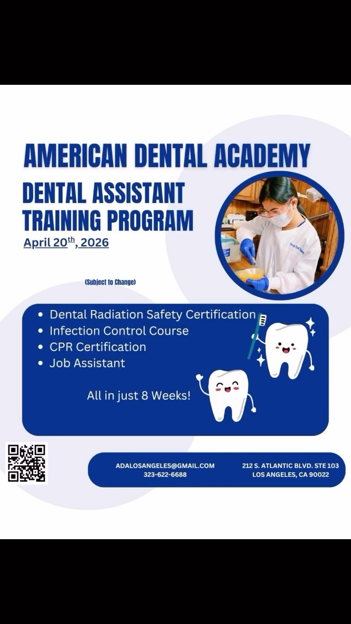What if your new career only took 8 weeks?! 🤔
📍Los Angeles
✅ X-Ray License
✅ Infection Control
✅ CPR
✅ Job Assistance
#dentist #dental #dentalassistant #daschool #losangeles