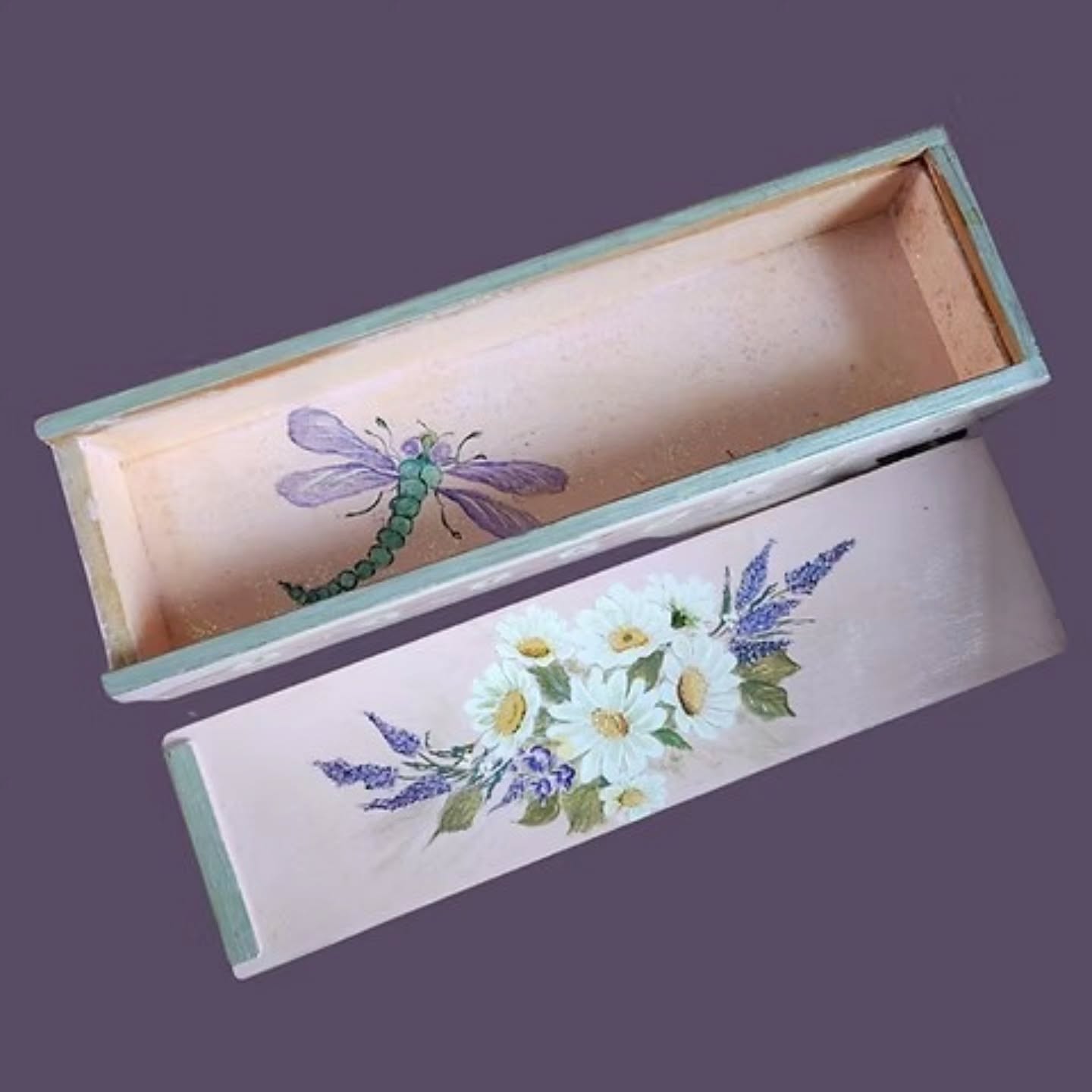 Hand Painted Vintage Wooden Keepsake Box Floral & Dragonfly Design | https://share.google/nt9qNftTEE1hXNFzp #stufftoyouandme