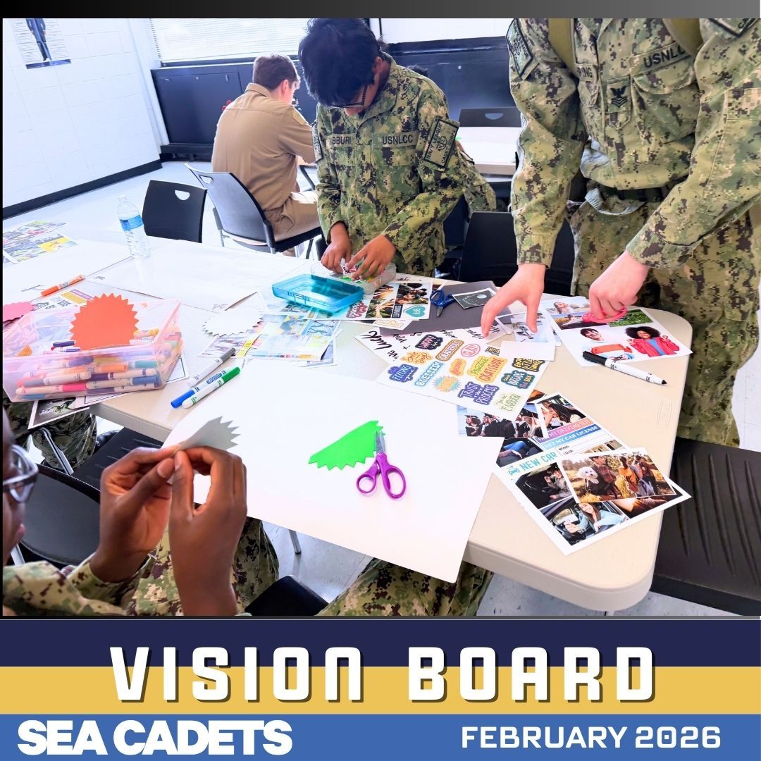 League Cadets working on vision boards today—setting goals, mapping out milestones, and turning “someday” into a plan. Leadership starts with direction, and direction starts with vision. ⚓️✨
#SeaCadets #USNSCC #LeagueCadets #VisionBoard #GoalSetting #LeadershipDevelopment #CadetLife #FutureFocused #Mindset #Discipline #Teamwork #PersonalGrowth #StrongerEveryDay #ReadyForAnything #WelcomeAboard
