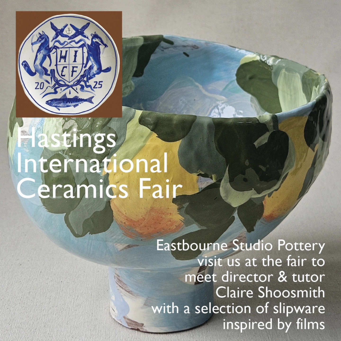 Claire Shoosmith, one of the founding directors and tutors at the studio, also leads on our community projects & collaborations
Trained in sculpture and photography rather than traditional ceramics, she always brings a slightly different approach to her work
At Hastings this weekend, she is showing some slipware pieces referencing classic movies - this lovely fruit bowl is inspired by Victor Erice's The Quince Tree Sun
Open today till 5 and Sunday from 10 to 4
#victorerice
#slipware
#inspiration
#potteryclasses
#potteryworkshops
#claycommunity