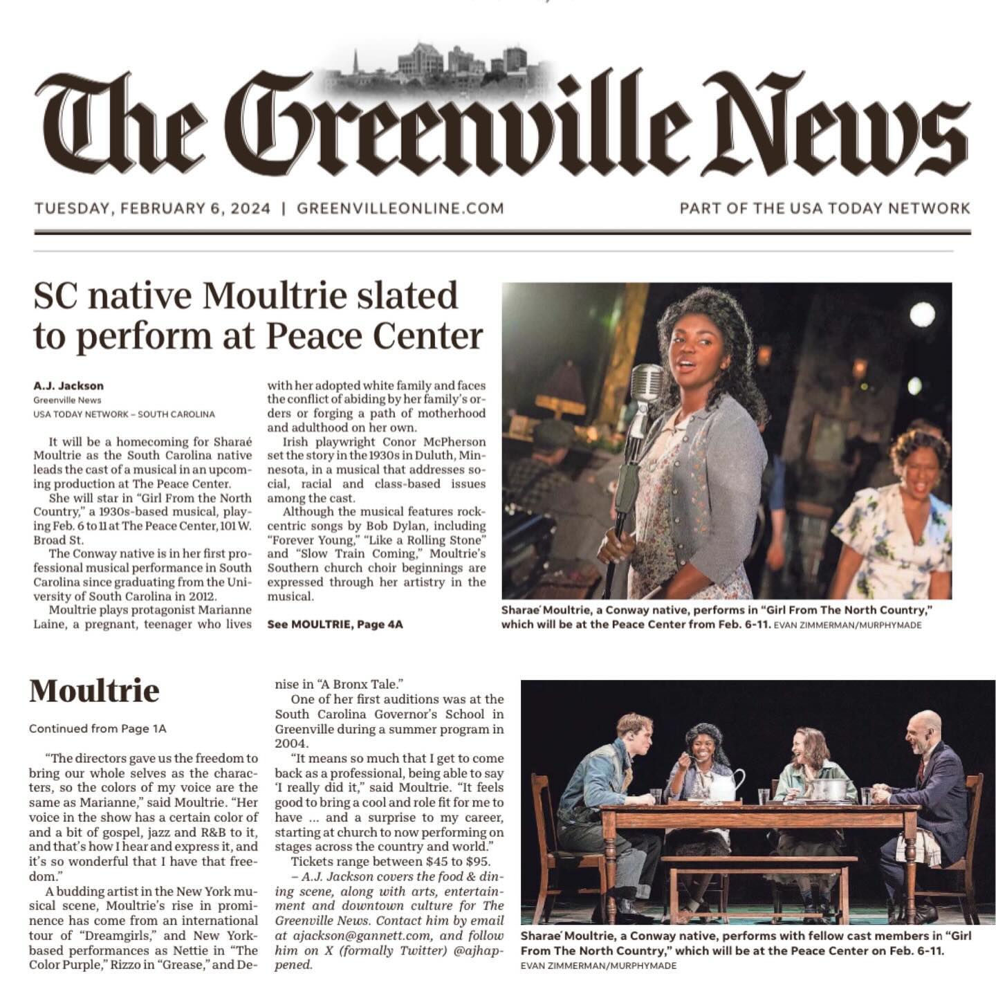 I made the front page of 2 of Greenville’s top newspapers!! SC showed me so much love during our run. It meant the world to be able to perform in my home state (haven’t since I was in high school!). Thanks to everyone who came out to see the show!!
#actorlife #tourlife #musicaltheatrelife #HKAtalent #northcountrytour #iamsharae #sharae