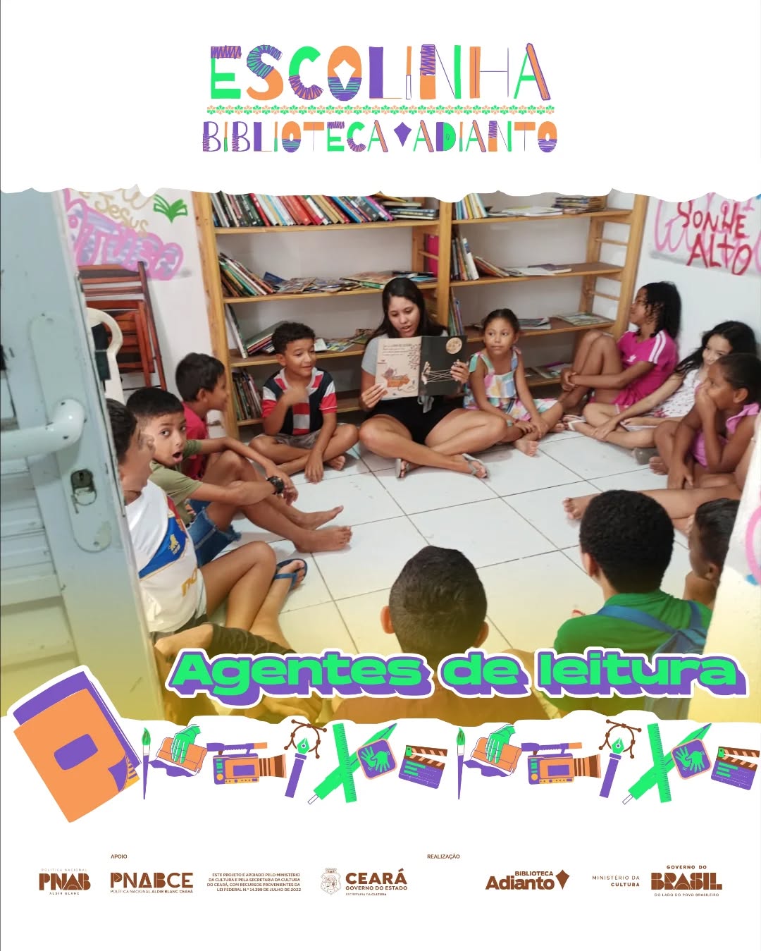 📚✨ Mediação de Leitura – Projeto Escolinha - Biblioteca Adianto ✨📚
A leitura vai muito além das palavras. Ela desperta a imaginação, fortalece vínculos e abre portas para novos mundos desde a infância. 💭🌈
No projeto Escolinha - Biblioteca @cibele_adianto realizou mediações de criando um momento de escuta, troca e descobertas. Por meio das histórias, as crianças foram convidadas a pensar, sentir e se expressar, desenvolvendo o gosto pela leitura de forma leve e significativa.
Iniciativas como essa reforçam a importância da leitura como ferramenta de aprendizado, criatividade e formação cidadã. 💙📖
Seguimos acreditando que cada história lida hoje constrói um futuro mais consciente amanhã.
Este projeto é apoiado pelo Ministério da Cultura e pela Secretaria da Cultura do Ceará, com recursos provenientes da Lei Federal N.º 14.399 de Julho de 2022.
#MediaçãoDeLeitura #ProjetoEscolinha #BibliotecaAdianto #IncentivoÀLeitura #Educação Infância LeituraTransforma