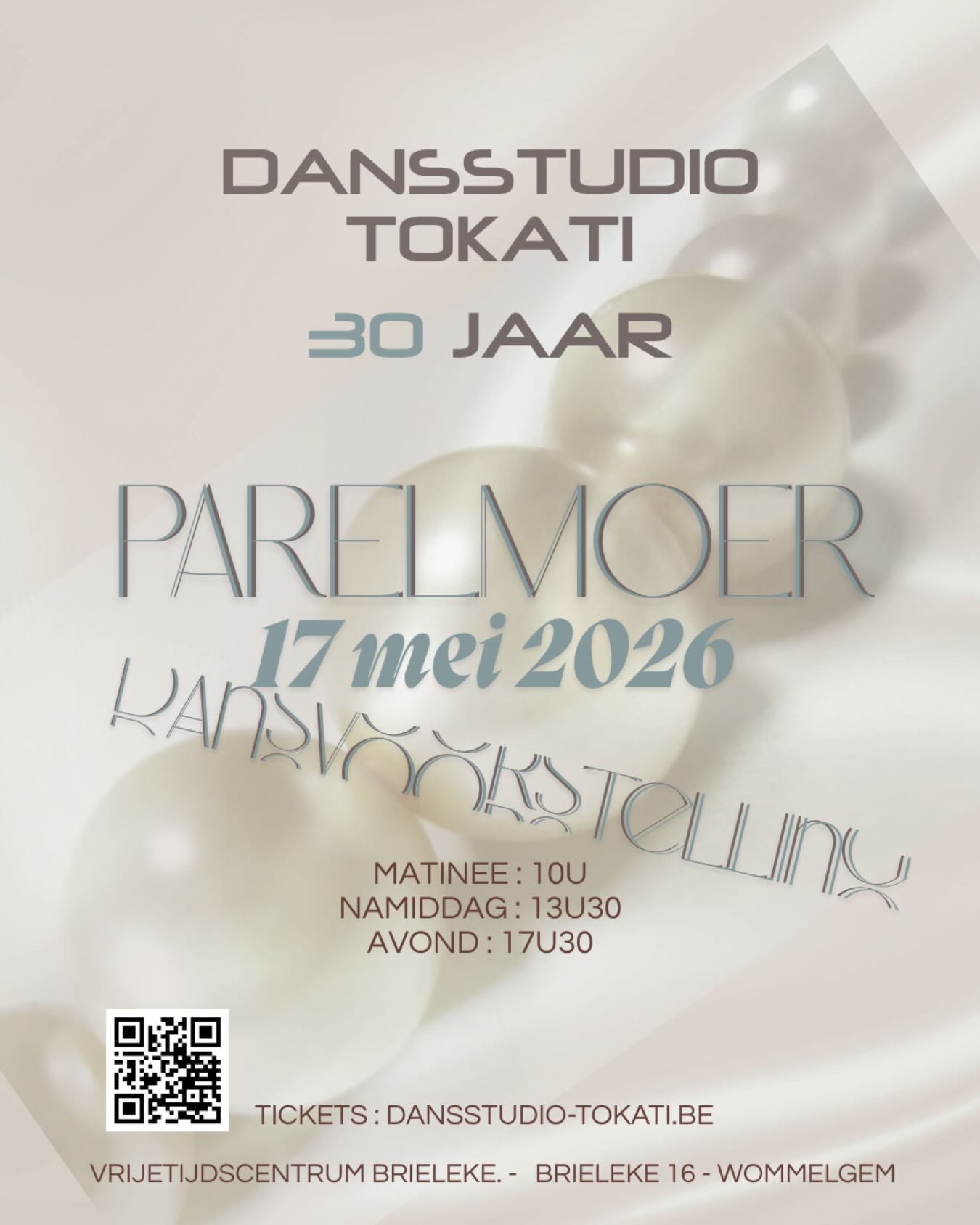 📣🤩 De Ticketverkoop voor onze jubileumvoorstelling PARELMOER is gestart 🤩📣 17 mei @ ‘t Brieleke in Wommelgem 👉Koop je tickets op www.dansstudio-tokati.be