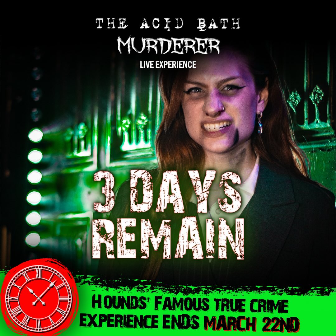 You know that countdown that we’ve been on about. Well it just got SERIOUS 🕰️
🔪 The Ultimate True-Crime Experience
📍 45 mins from Central London
📆 Book tickets in advance!
🎟️ Ticket link in bio 🎟️
@HoundsEscape
#LeaveRealityBehind
#TrueCrime #ImmersiveExperience #LondonAttractions #ThingsToDoInSussex