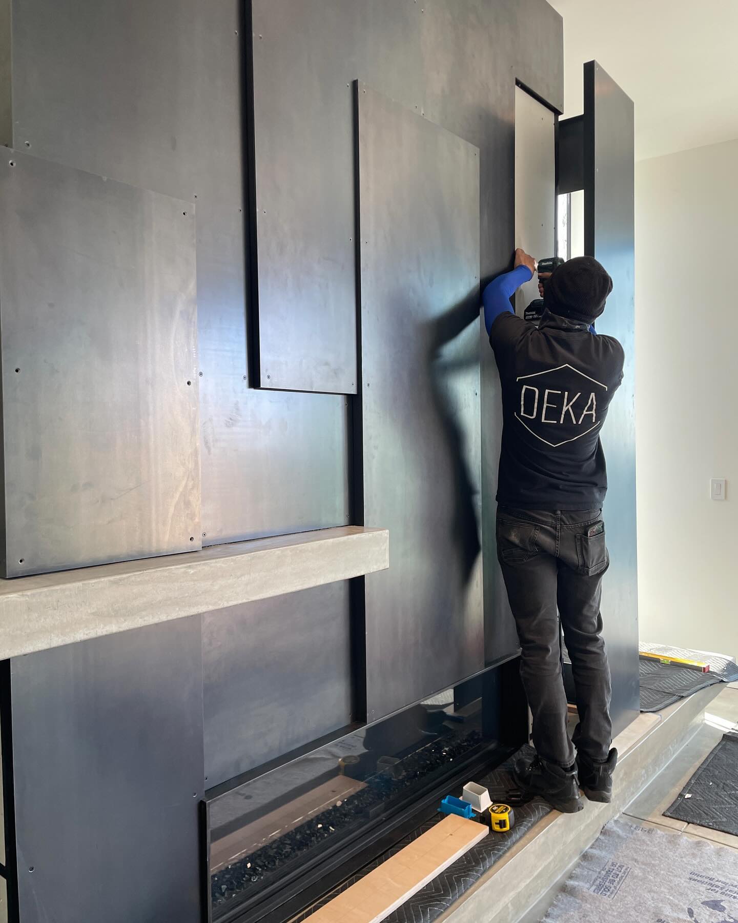 Layout - Fabrication - Installation of these clean steel panels with custom black patina.
#fabrication #patina #metalfabrication #oakland #dekafabrication #blacksteel