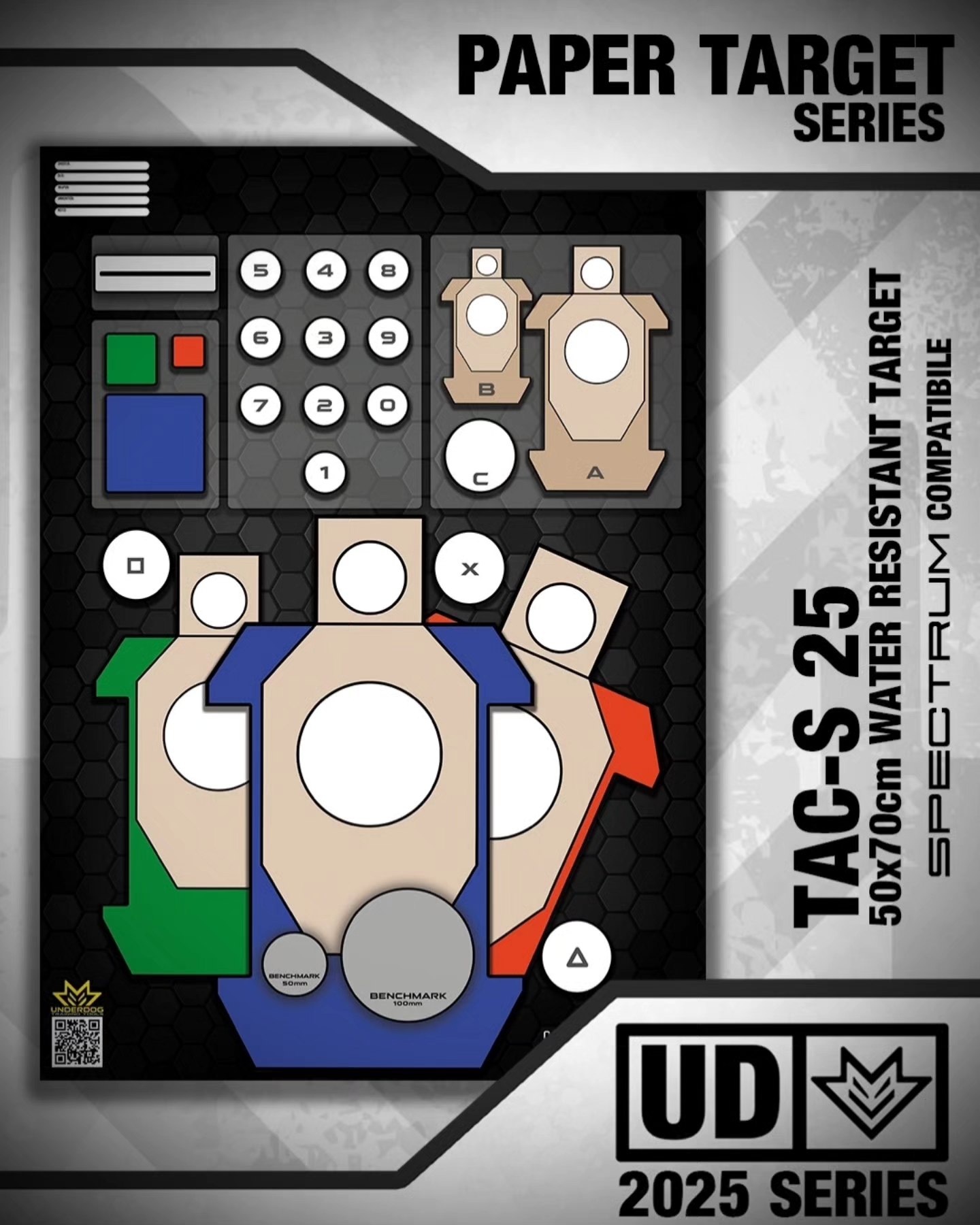 TAC-S 25 TARGET
The ALL-IN-ONE target, ideal for your quick training session.
You can work on various aspects of your shooting technique and by adding SPECTRUM create cognitive activations to take your training to the next level.
Available now on
UNDERDOGTAC.COM
#underdogtrainingtools
#shootingtargets
